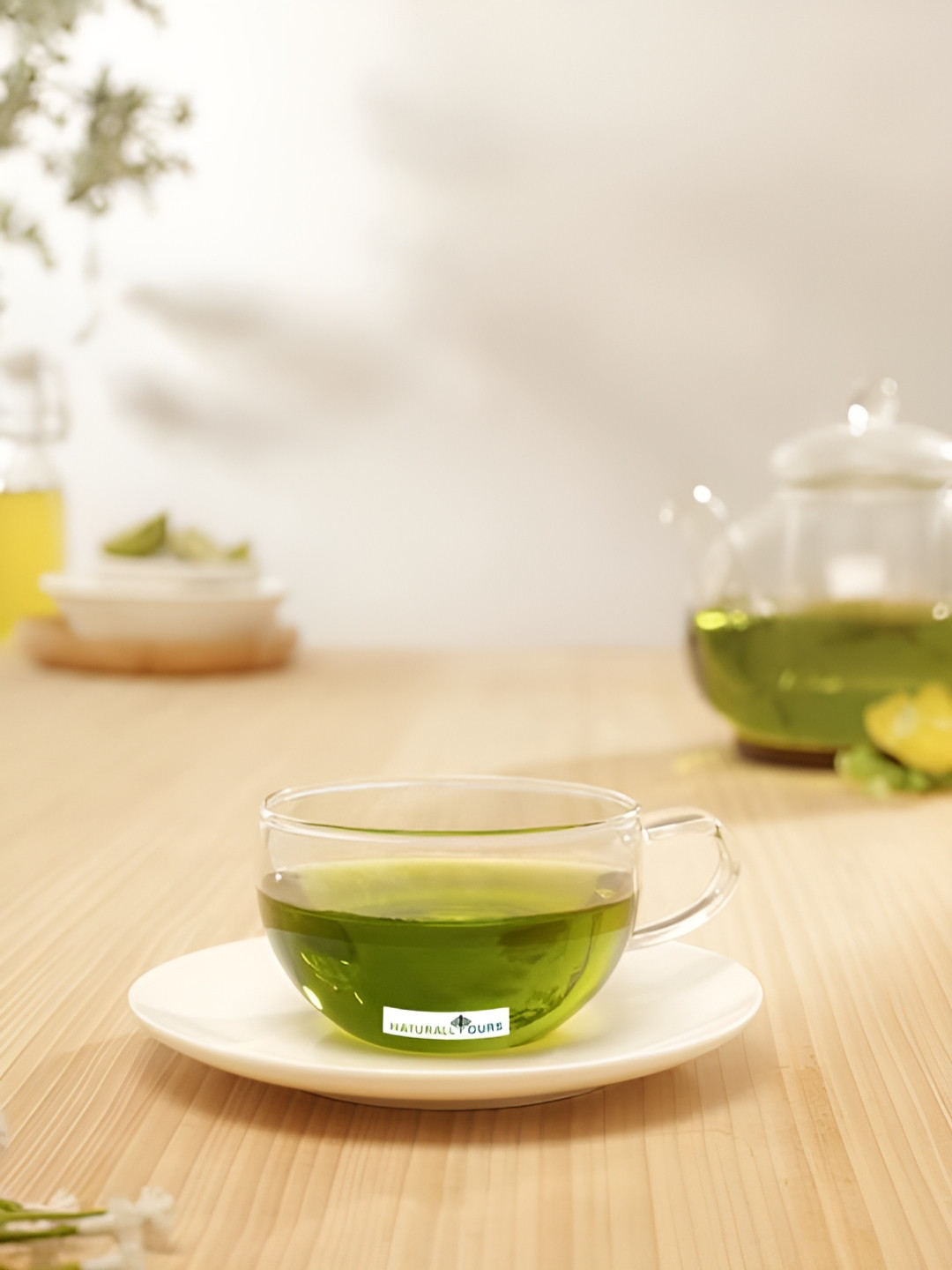 NATURALLY YOURS Transparent Glass  Cup and Saucer Tea Set