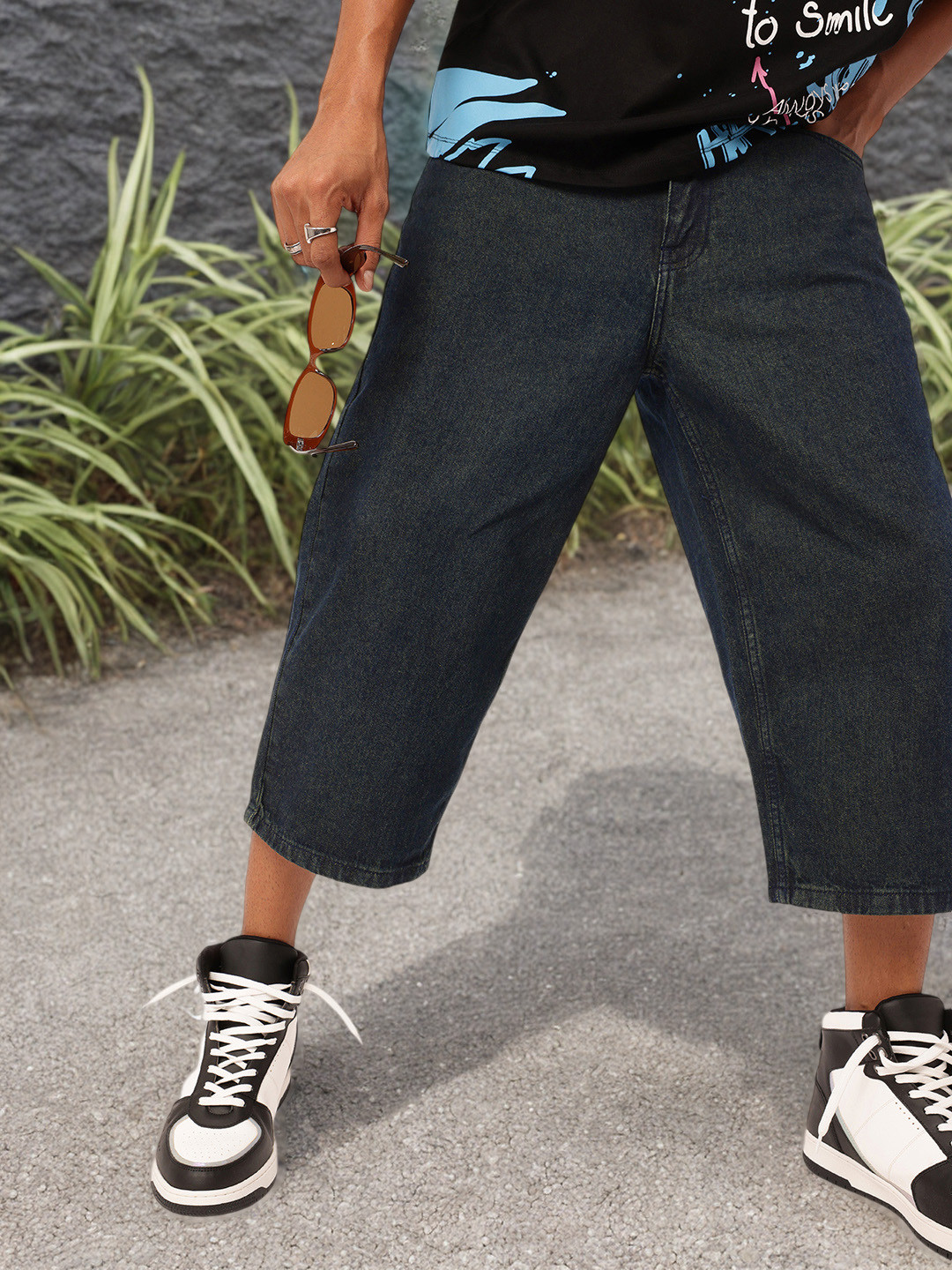 Kook N Keech Men Skater Long 3/4th Denim Shorts