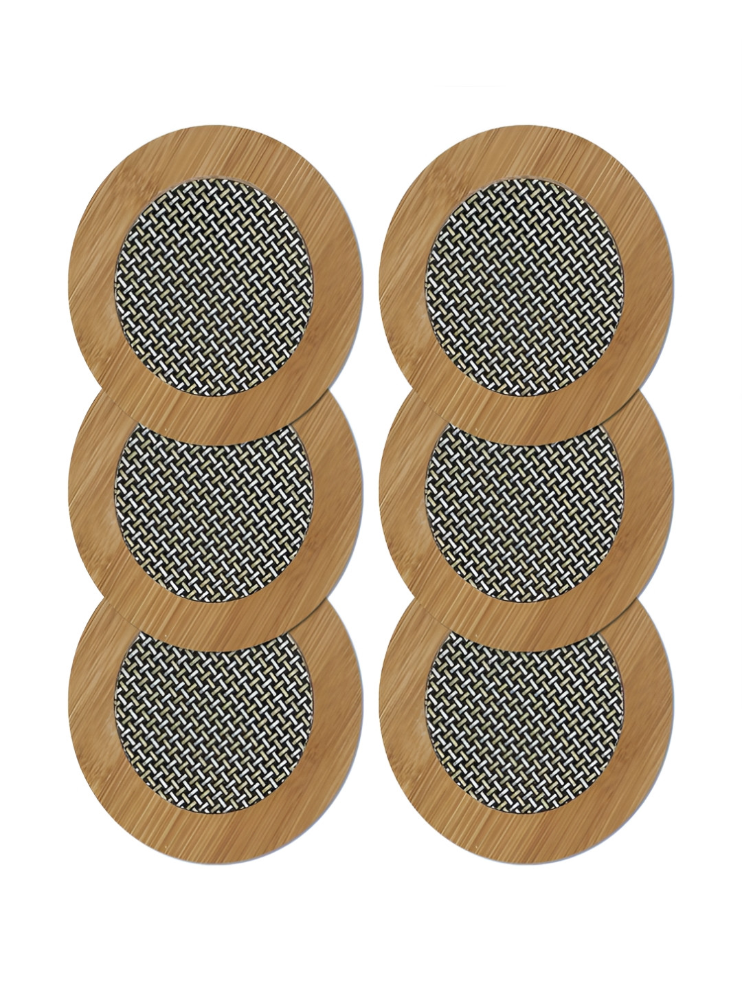 HOKIPO Brown & Black 6 Pieces Bamboo Heat Resistant Pan Pot Coasters