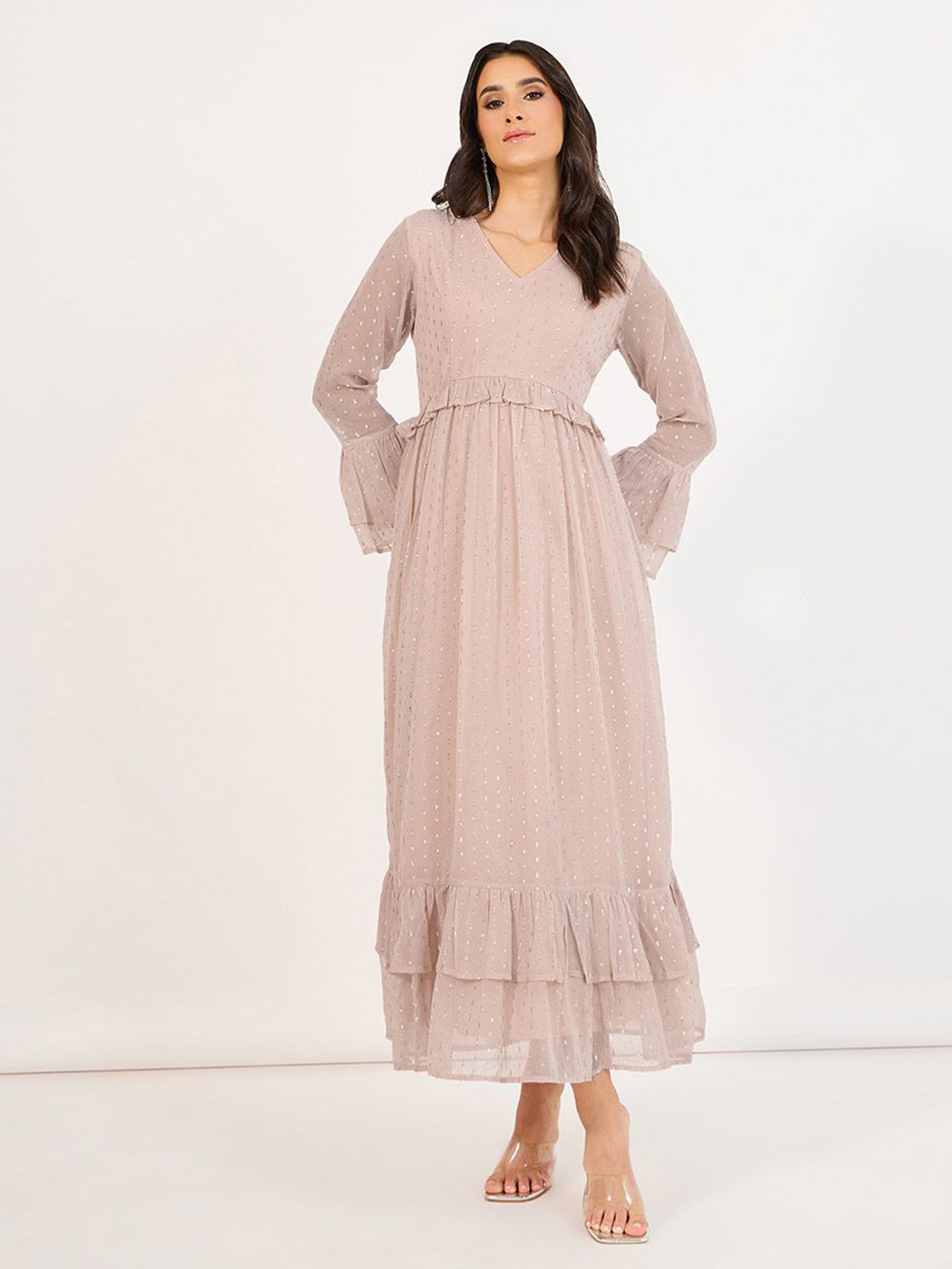Styli Women A-Line Ruffled Hem Maxi Dress