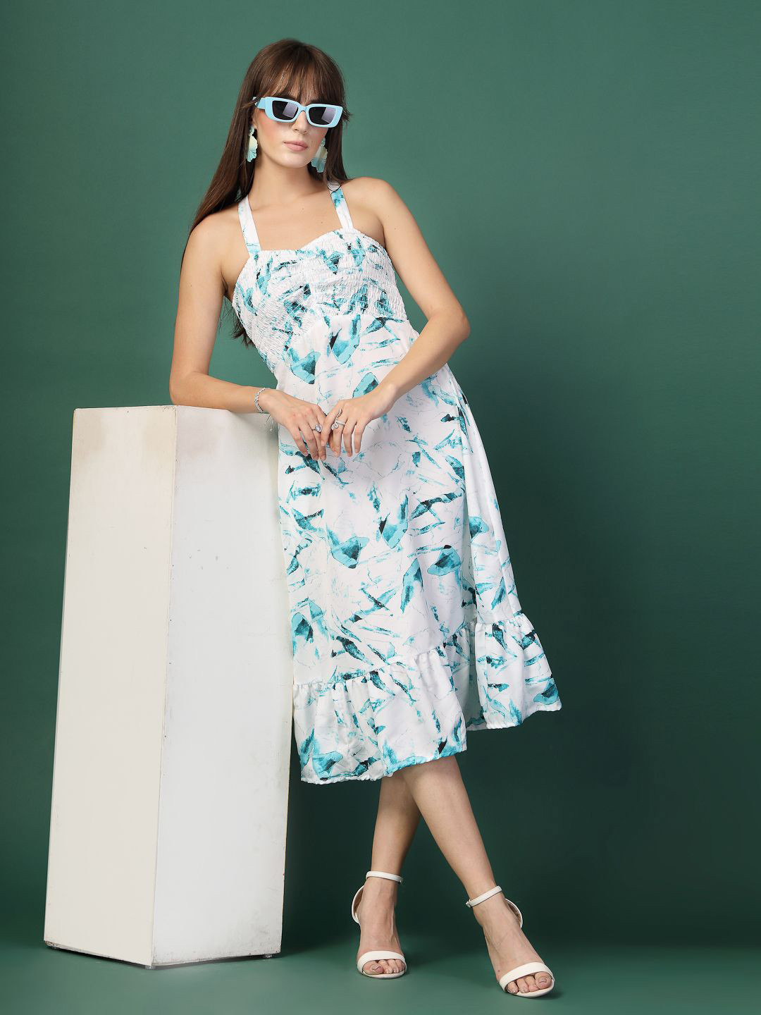 Oomph! Printed Crepe A-Line Midi Dress