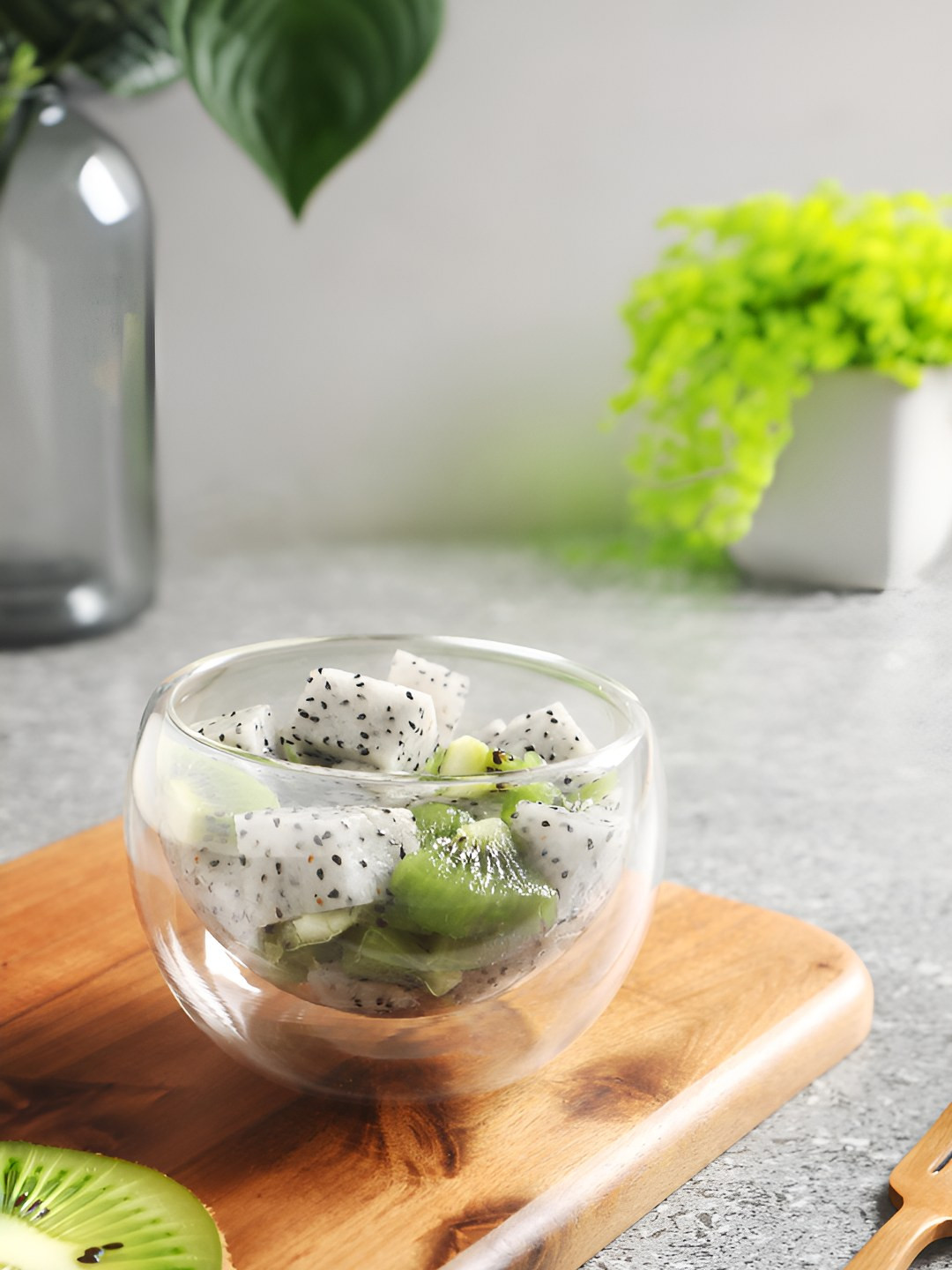 NATURALLY YOURS Transparent Borosilicate Glass Double Walled Serving Bowl 300ml