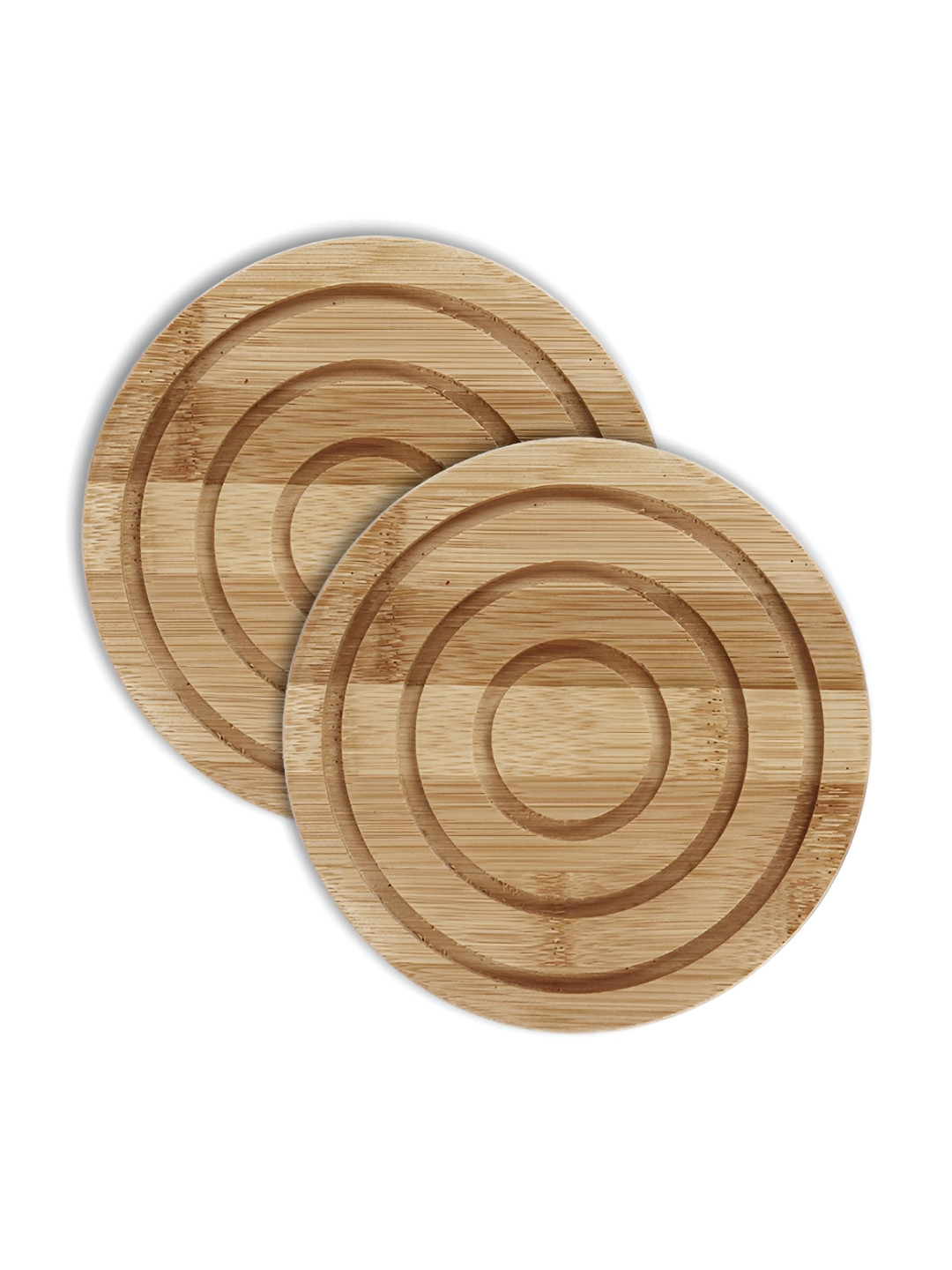 HOKIPO Brown 2 Pieces Bamboo Heat Resistant Pan Pot Coasters