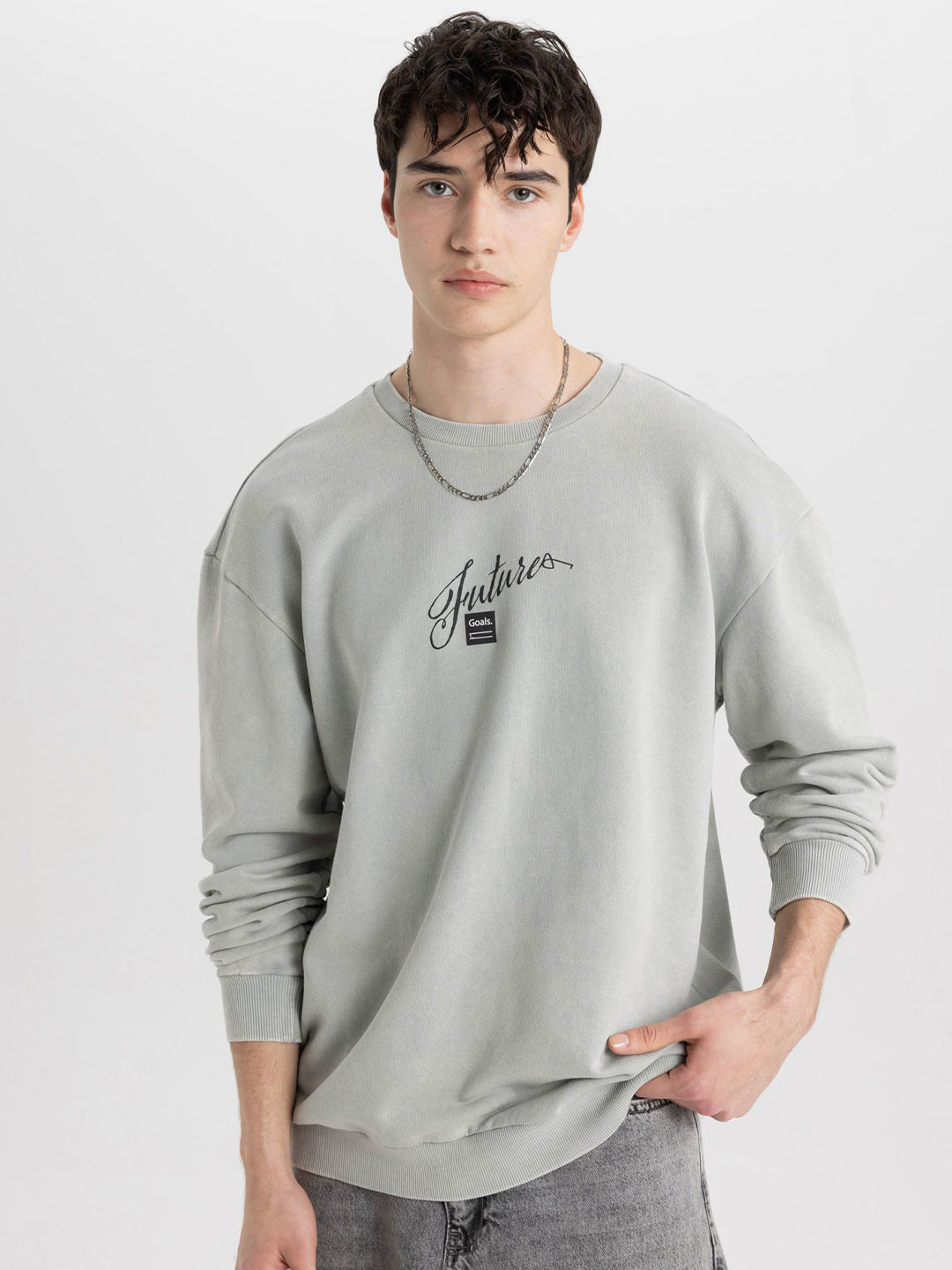 DeFacto Men Speckled Printed  Cotton Pullover