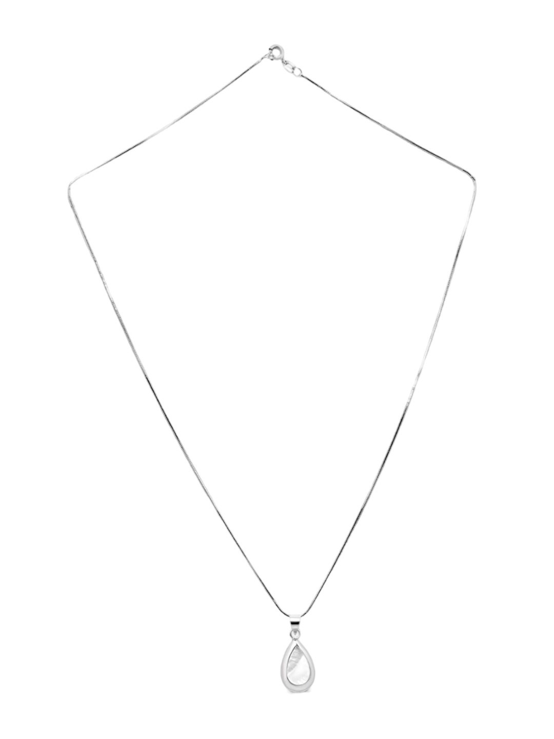 925 SILLER 925 Pure Silver Almond Shaped Polished Chain Pendant