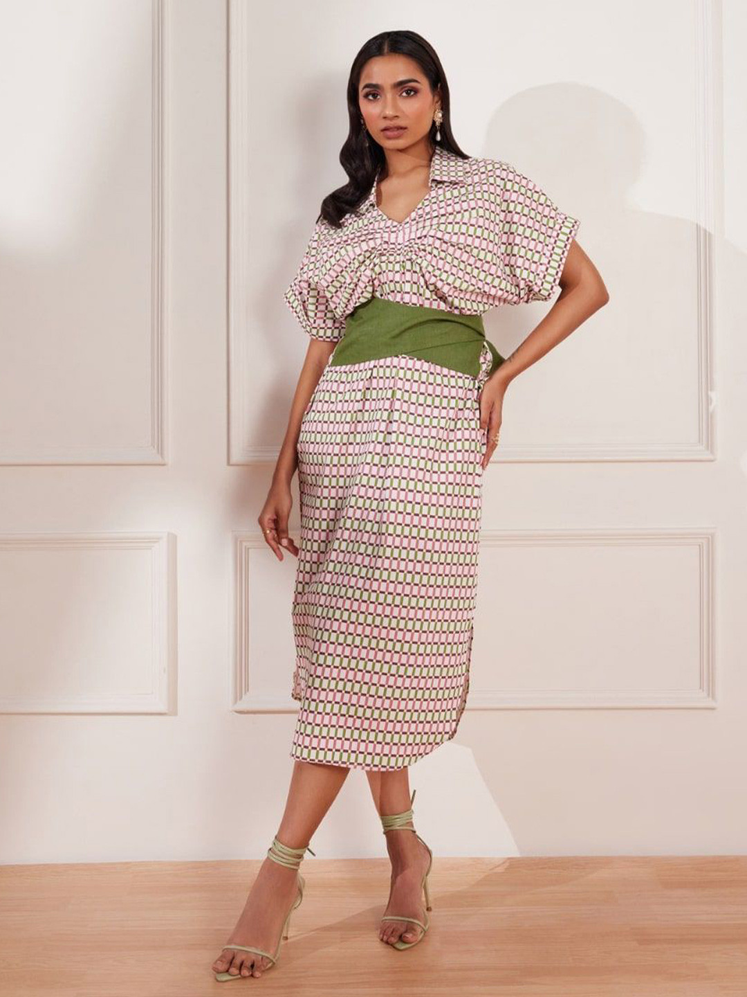 tara and i Women Cotton Printed A-Line Midi Dress