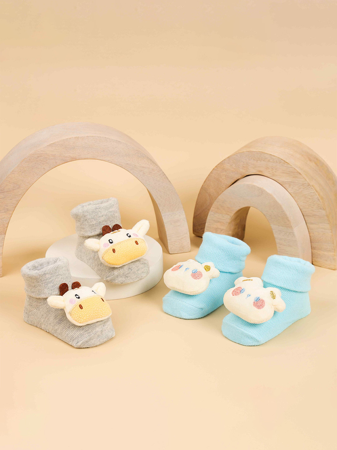 KICKS & CRAWL Kids Infants Pack Of 2 Little Animal Friends Cotton Socks