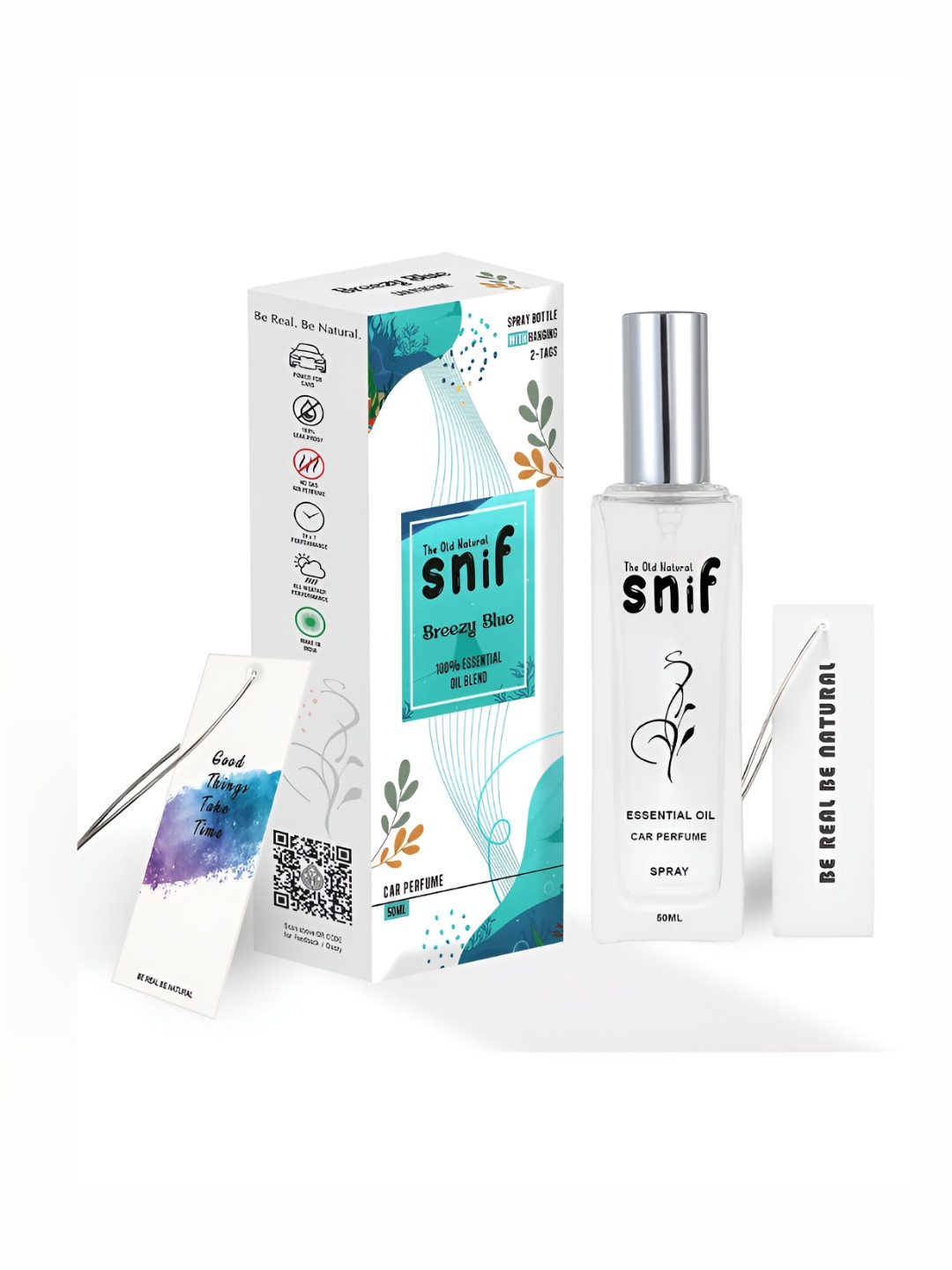 The Old Natural White & Black Breezy Blue Spray Car Freshener With Essential Oils - 50 ml