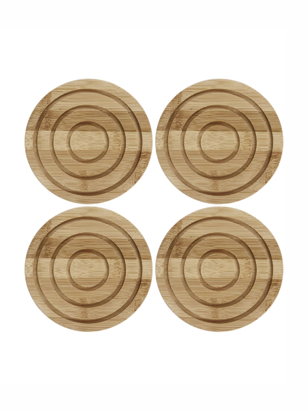 HOKIPO Brown 4 Pieces Bamboo Heat Resistant Pan Pot Coasters
