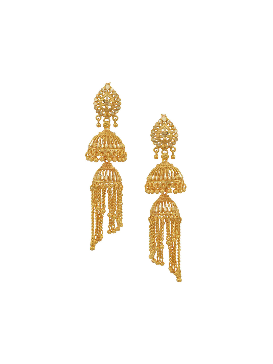 MEMOIR Gold Plated Amethyst Studded Dome Shaped Jhumkas