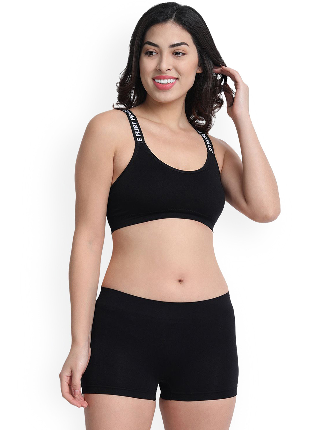 QIDREZY Full Coverage Sports Lingerie Set ED001_BK