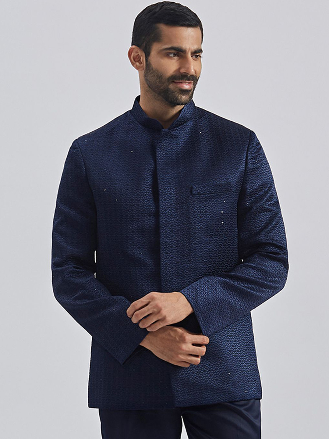 VASTRAMAY Slim Fit Embroidered Sequined Bandhgala Jodhpuri Blazer