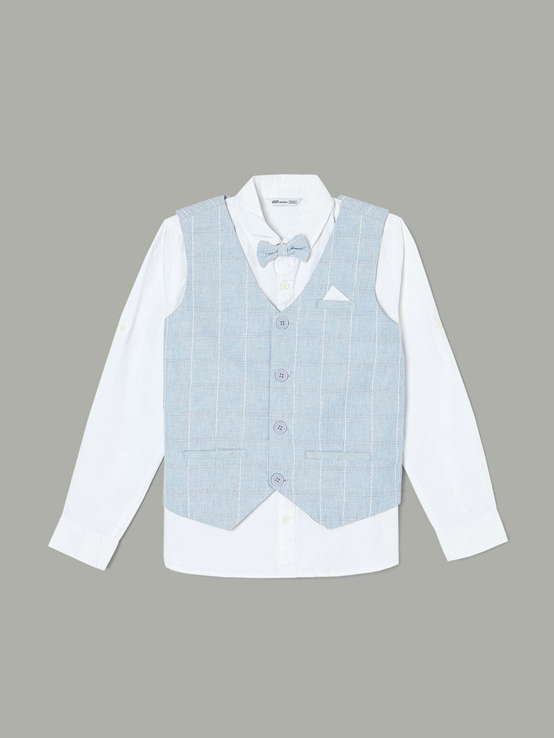 Fame Forever by Lifestyle Boys Shirt with Checked Waistcoat & Bow Tie