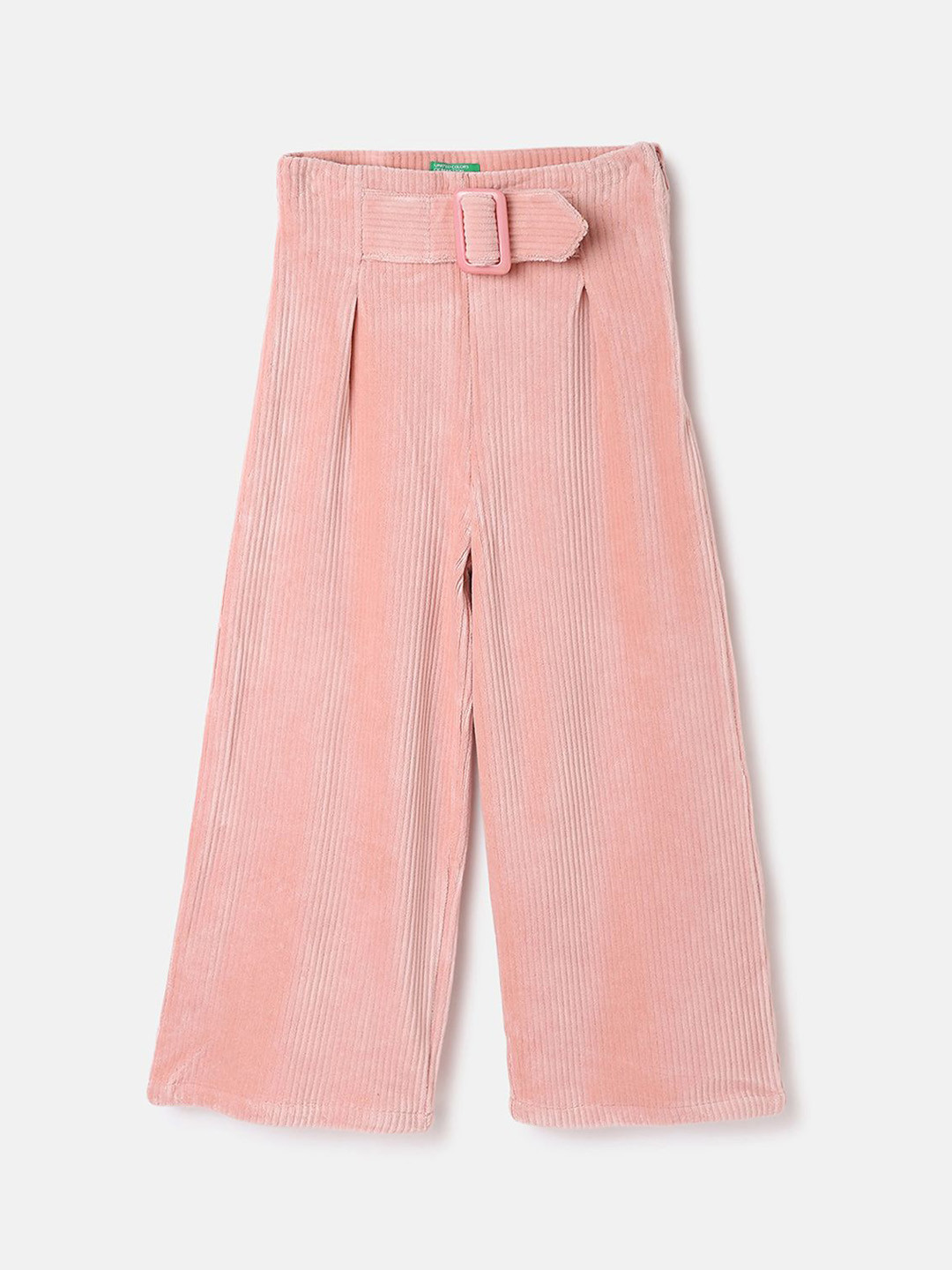 United Colors of Benetton Girls Striped Mid-Rise Pleated Trousers