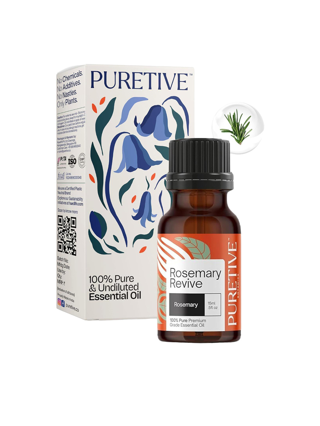 Puretive Botanics Rosemary Revive Essential Oil For Hair Growth - 15 ml