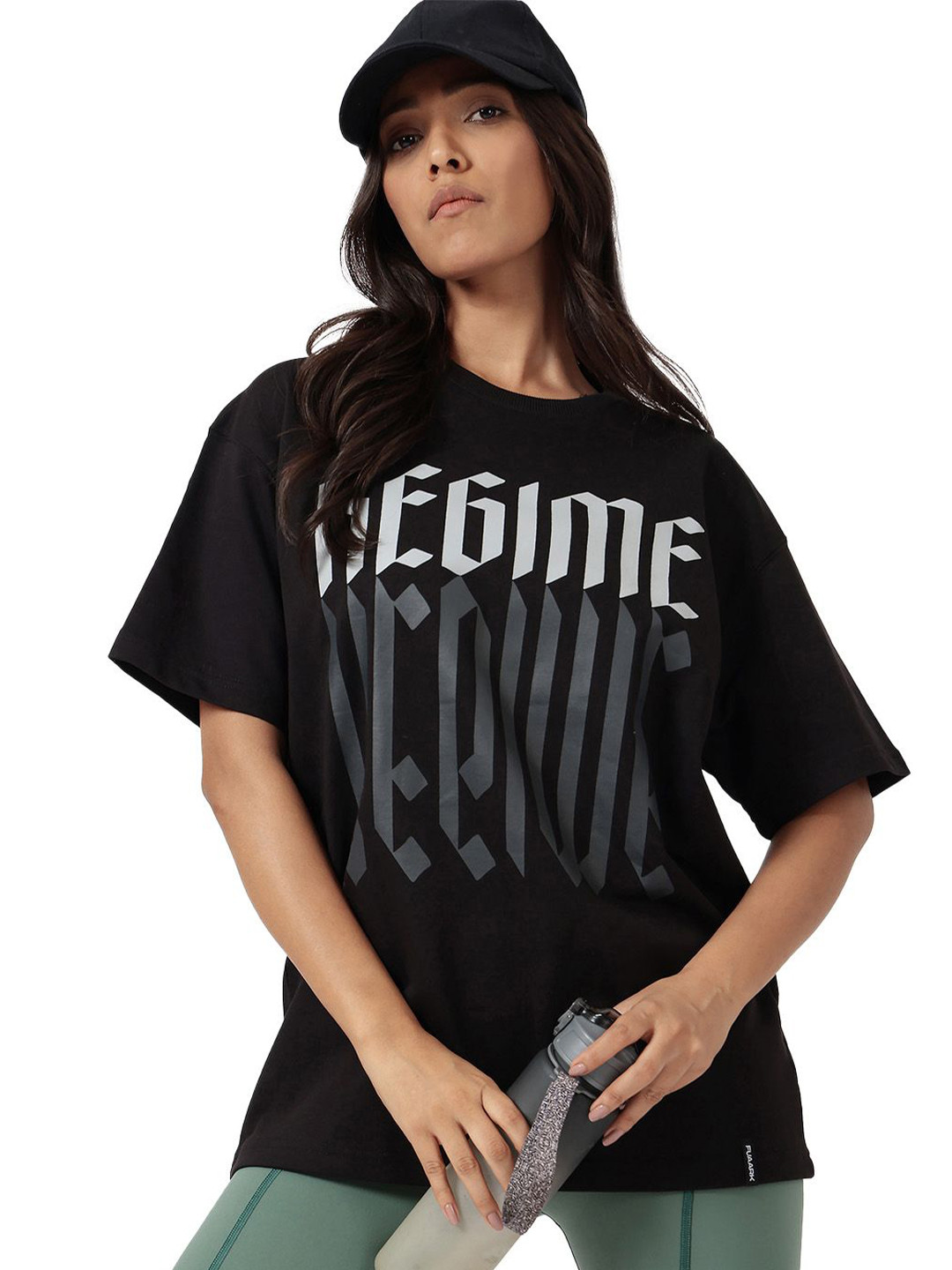 FUAARK Women Typography Pure Cotton Abzorb Oversized Gym T-shirt