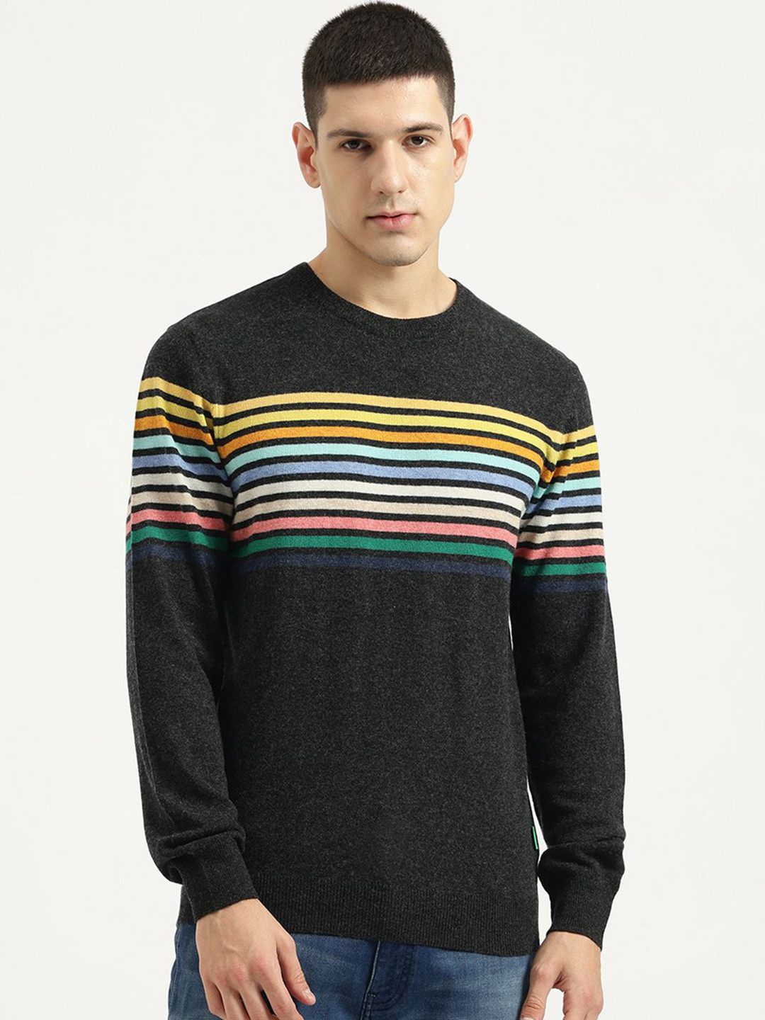 United Colors of Benetton Men Striped Long Sleeves Woollen Fashion