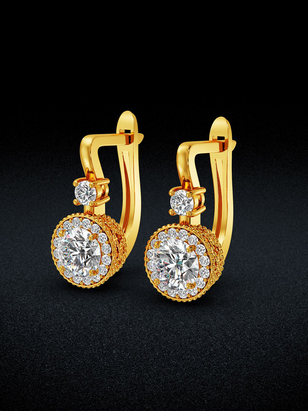 Joyalukkas Women Luminous Gem Gold Hoop Earrings 3.35GM
