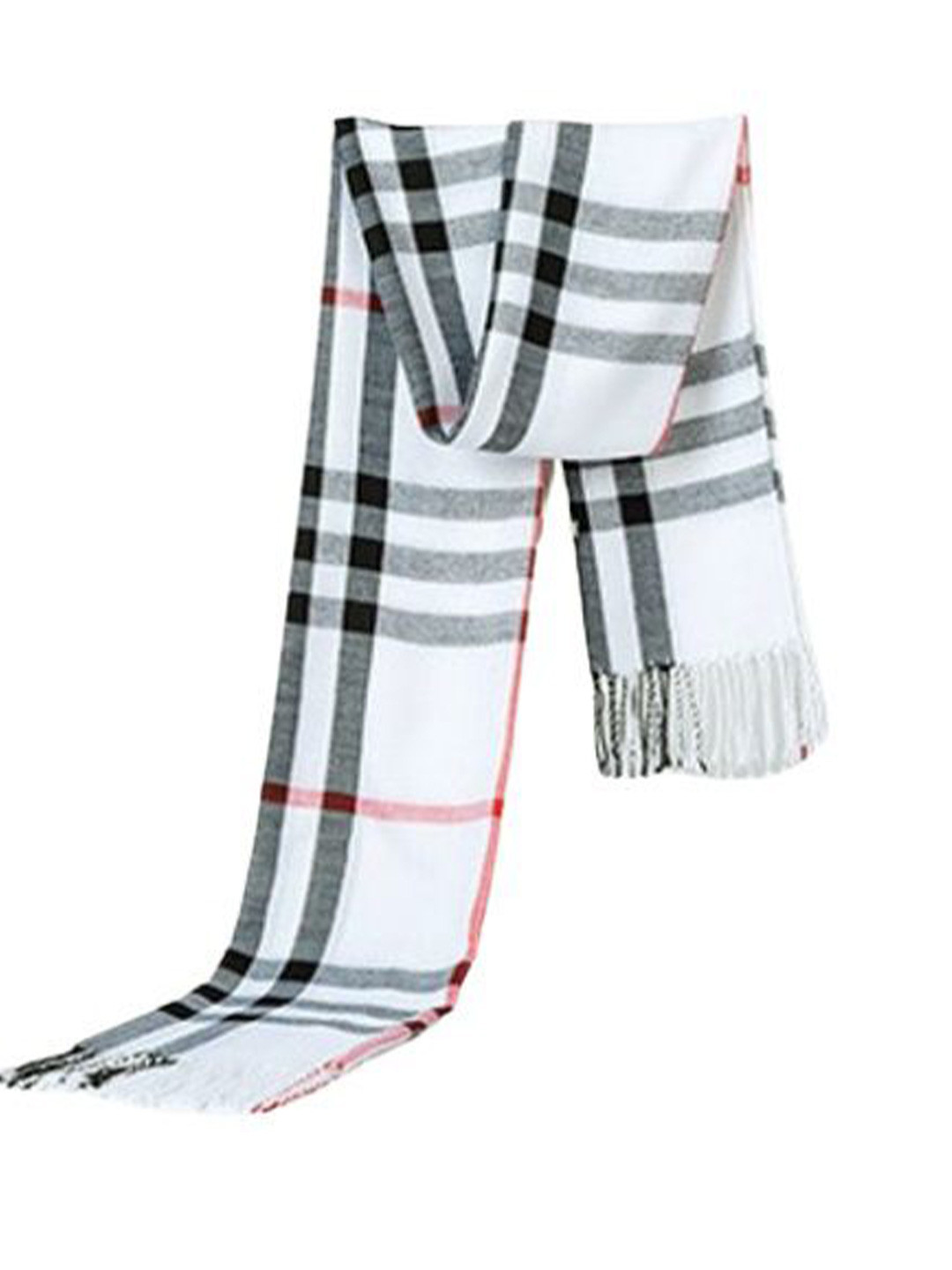 Alexvyan Women White Checked Soft & Warm Woolen Cashmere  Scarf