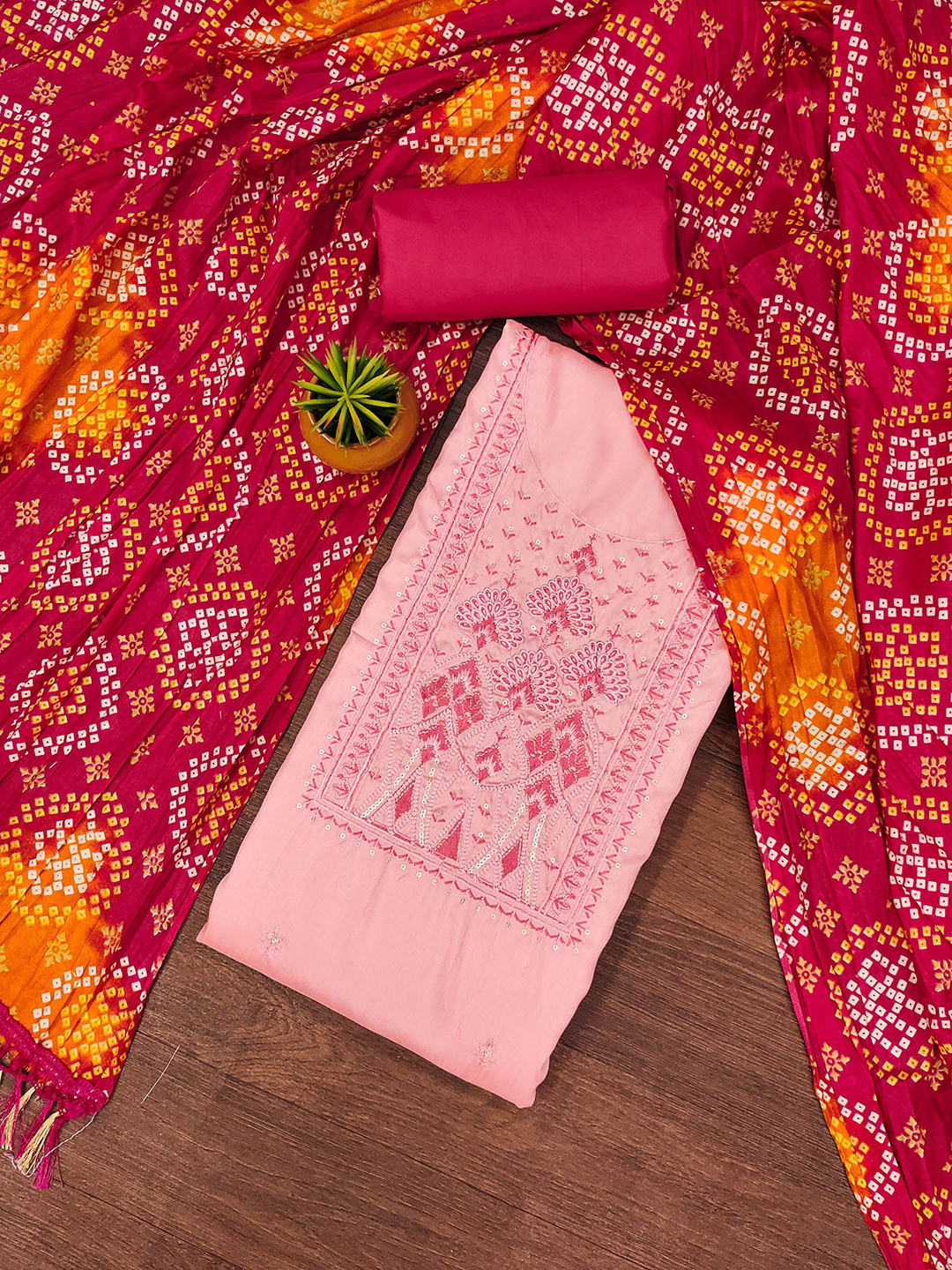 Maroosh Floral Embroidered Sequinned Zora Silk Unstitched Dress Material
