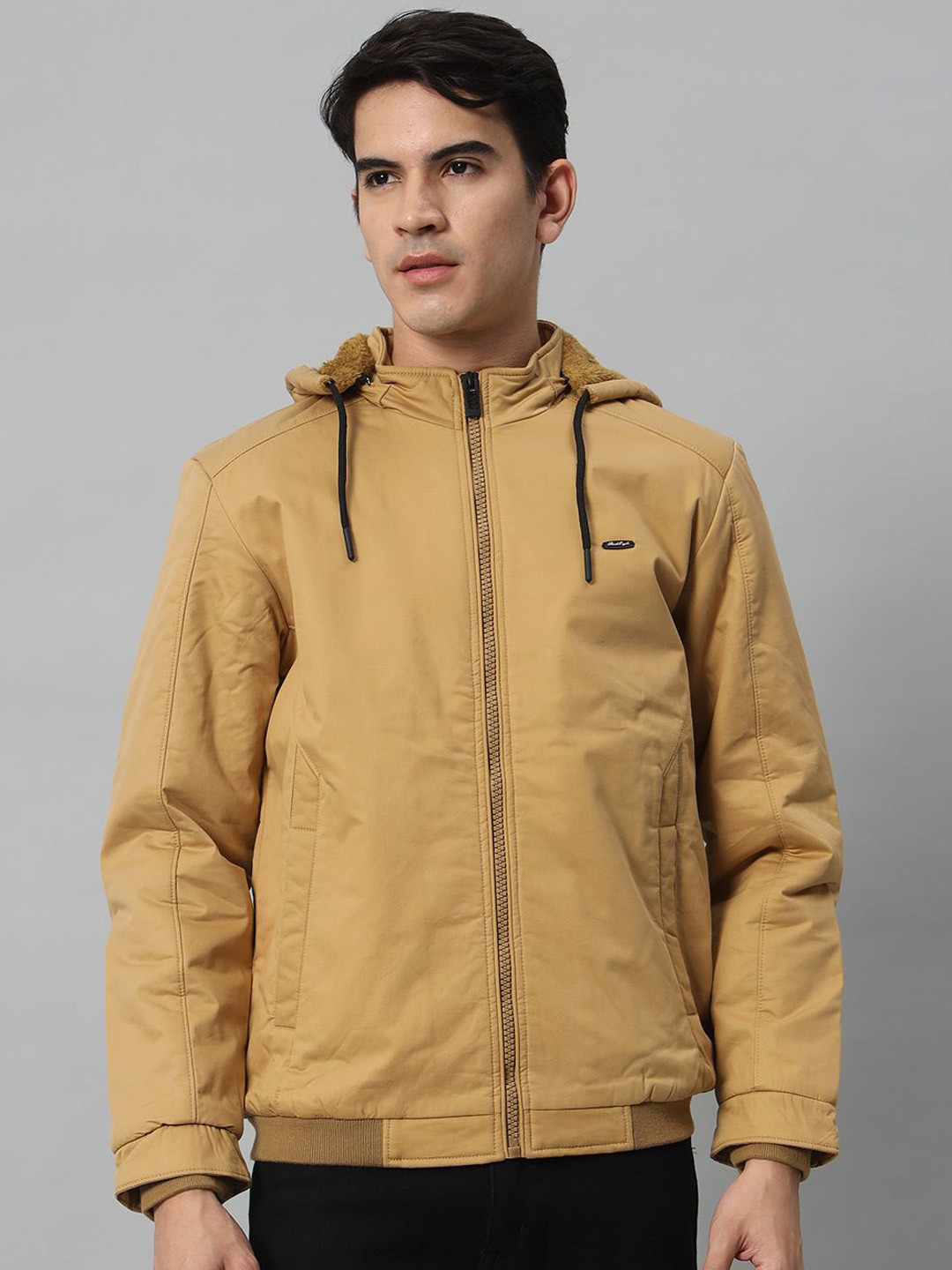 AR-FIT Men Checked Cotton Water Resistant Open Front Jacket with Embroidered