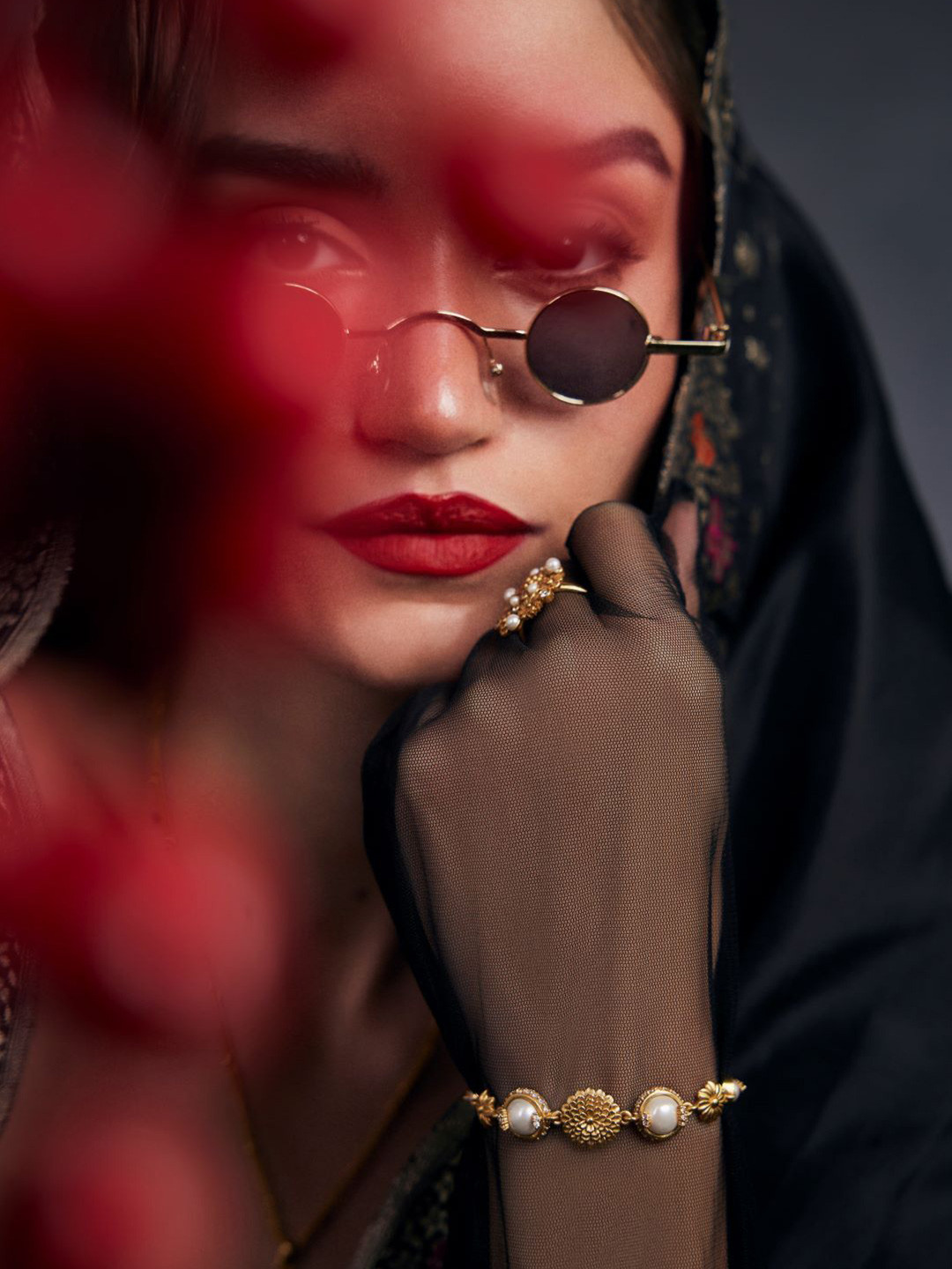 Aulerth Gold-Plated Stone Studded Opaline Charm Bracelet