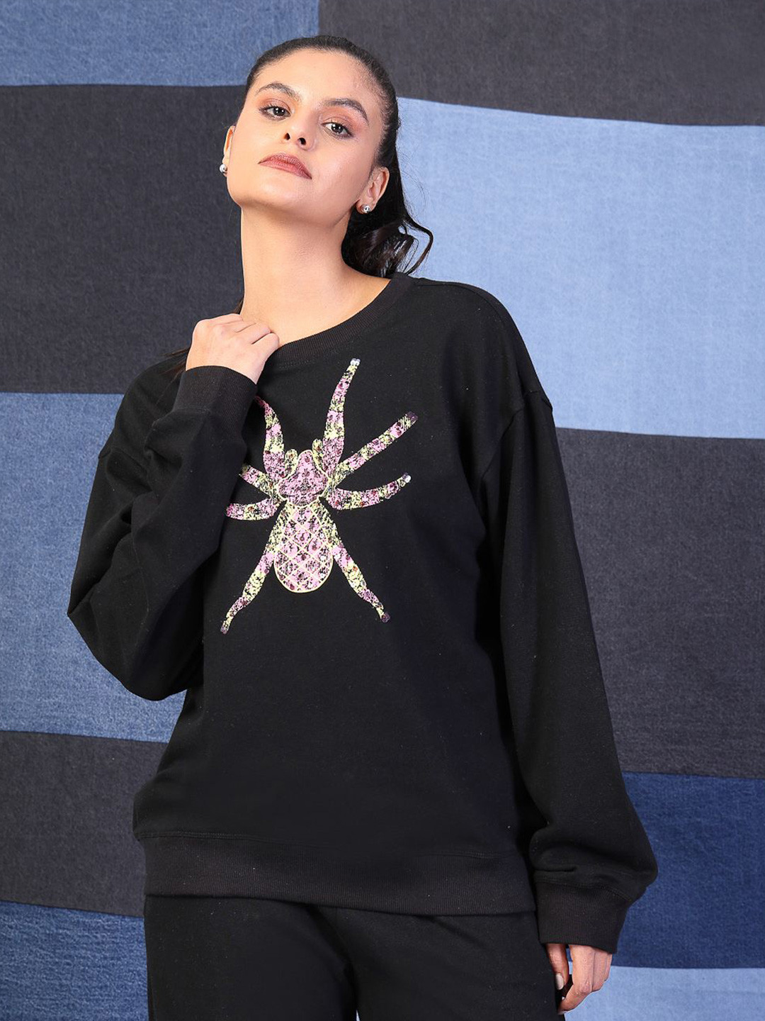 VESTIDO MODAS Women Graphic Printed Round Neck Sweatshirt