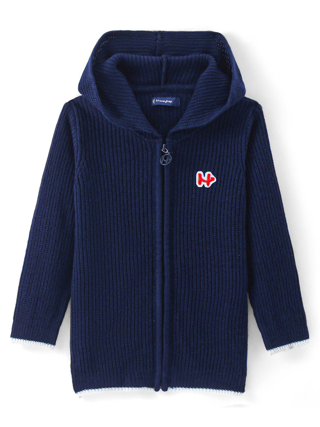 Honeyhap Kids - Unisex Ribbed Hooded Cardigan with Zip Detail Detail