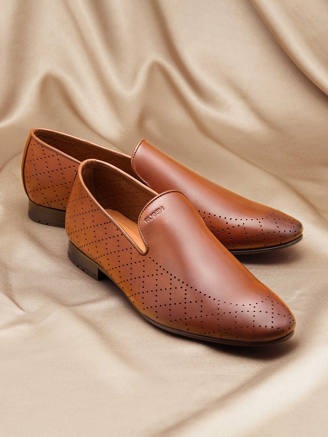 Ruosh Men Formal Perforated Leather Slip on Shoes
