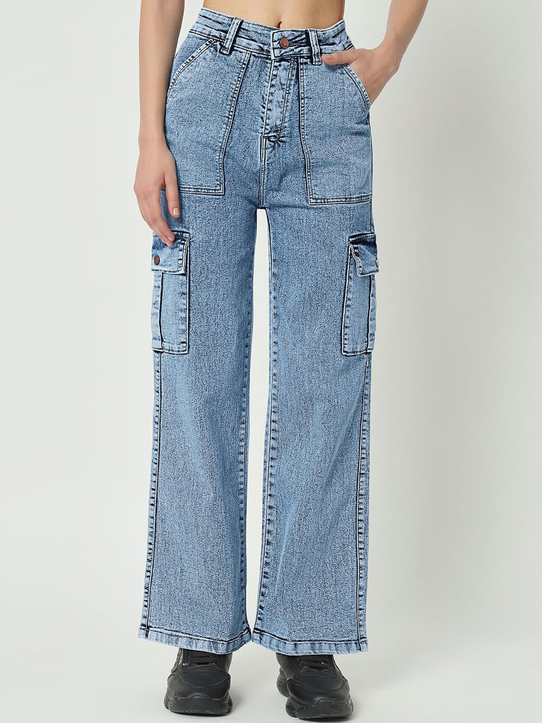 M MODDY Women Jean Straight Fit High-Rise Heavy Fade Jeans