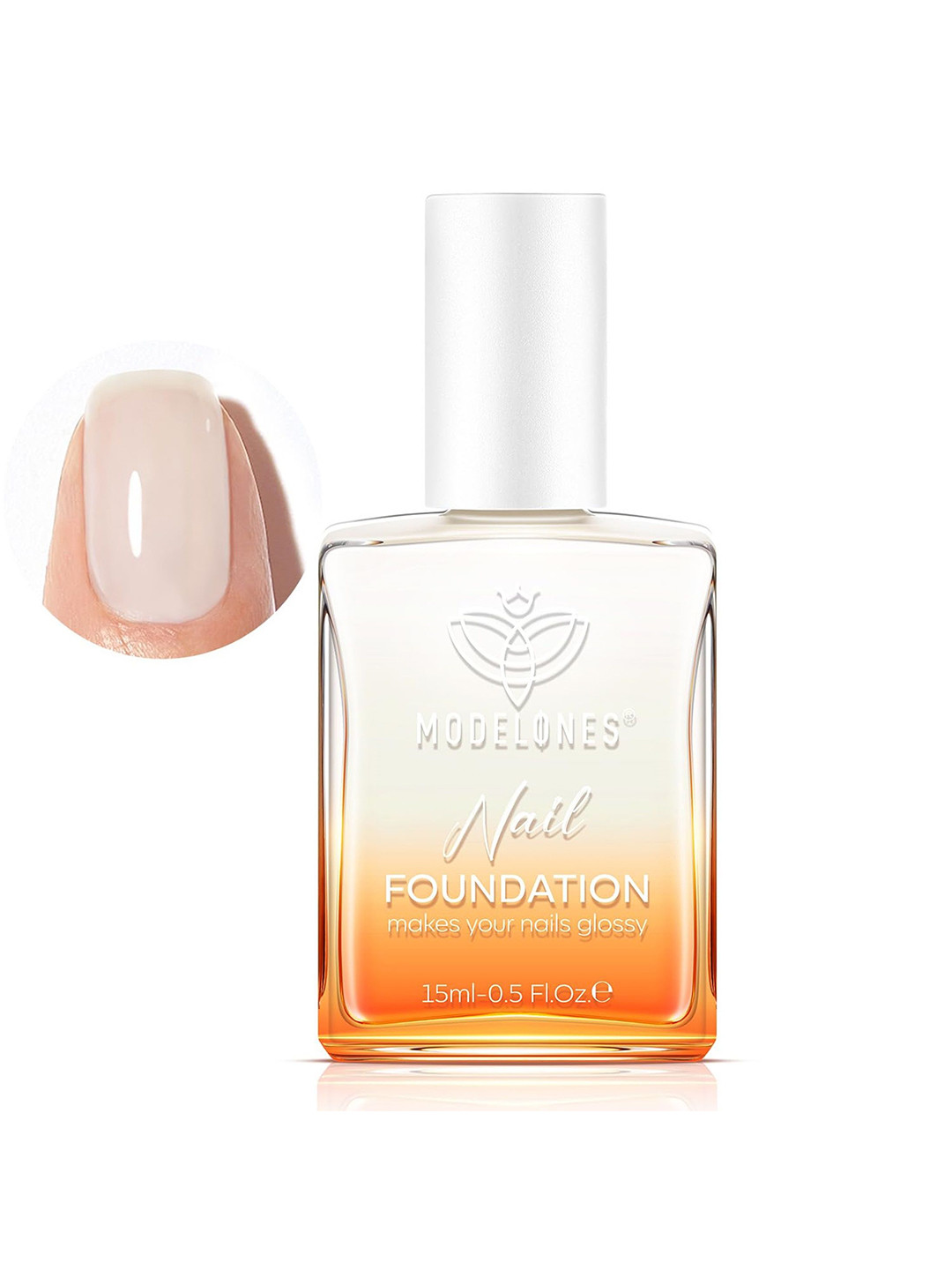 Modelones Long Wearing Nail Foundation Glossy Nail Polish- 15 ml - Milky White