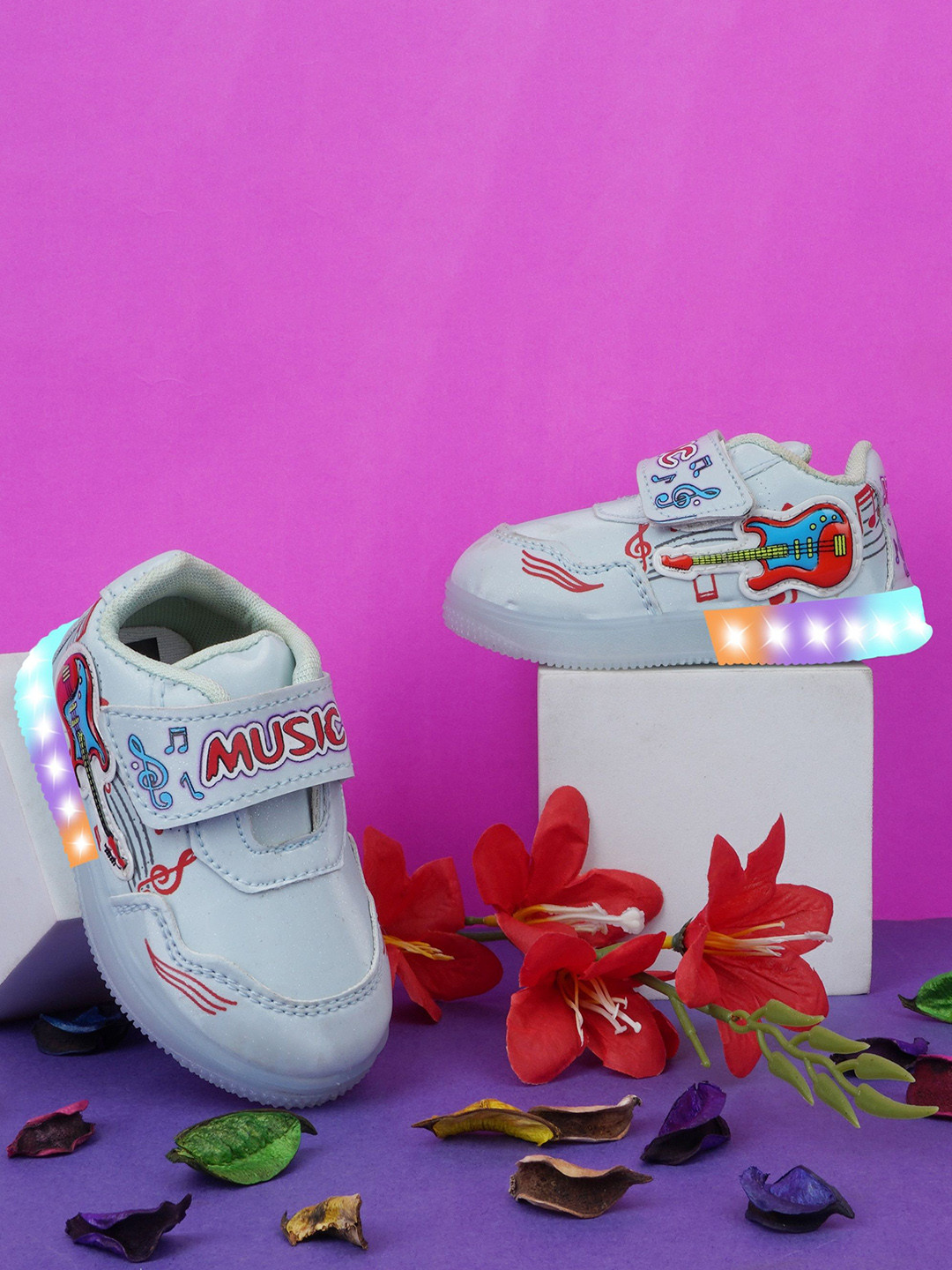 BAESD Kids Printed Lightweight Memory Foam LED Sneakers