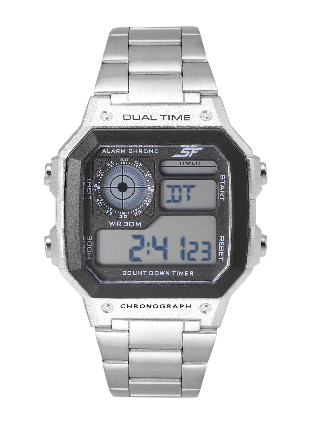 Sonata Unisex Digital Stainless Steel Bracelet Style Multi Function Watch- 77134PM01W