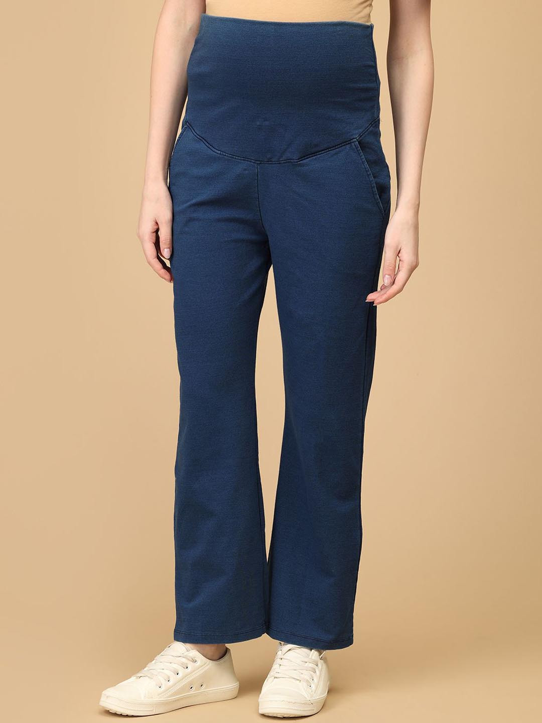 The Mom Store Women High-Rise Maternity Trousers With Belly Support