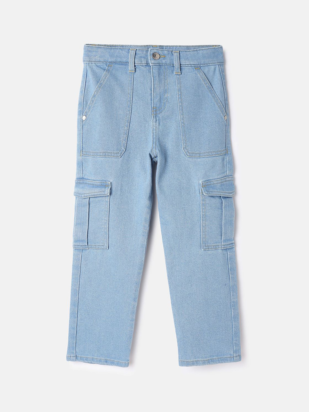 United Colors of Benetton Girls Mid-Rise Straight Fit Cargo Trousers