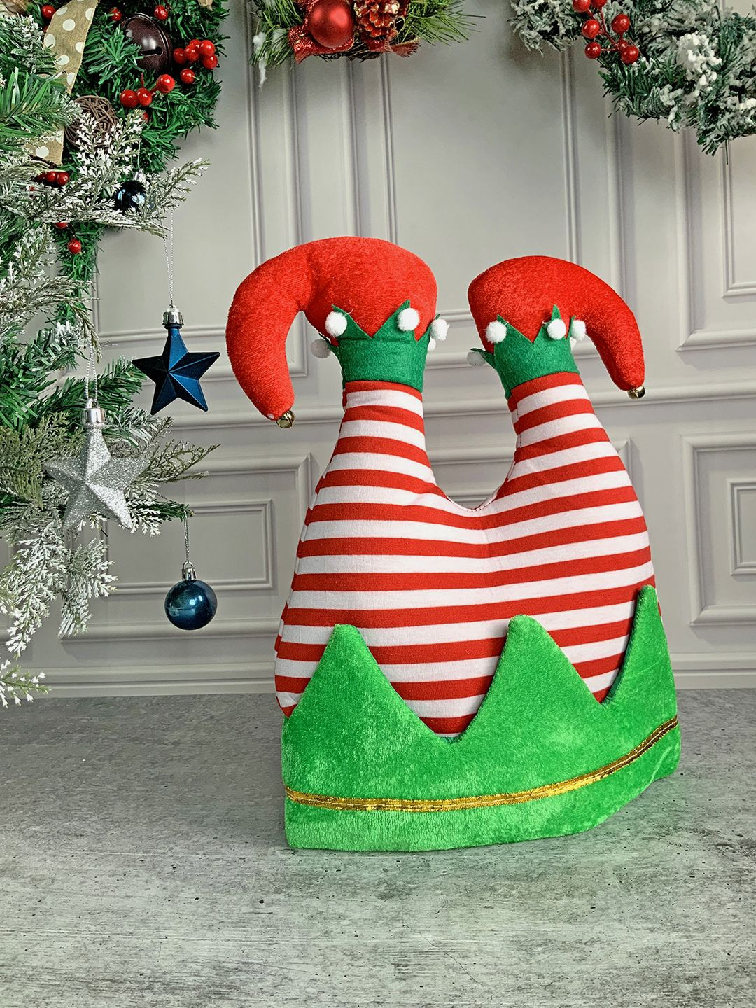 Little Surprise Box LLP Unisex 3D Inverted Elf Legs Plush Christmas Party Cap