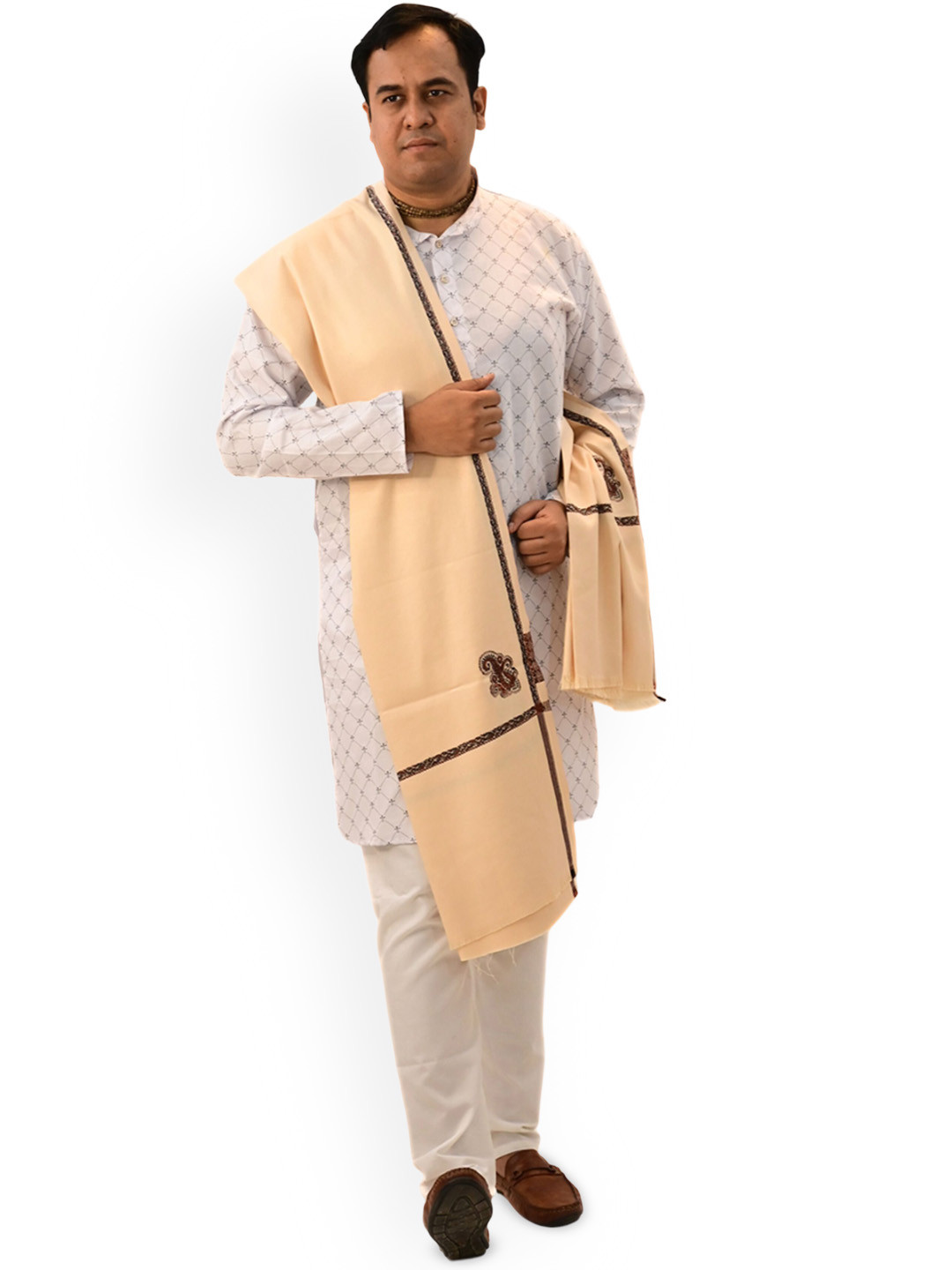 Vrinde Kashmiri Design Woven Design Border Pure Woollen Shaw