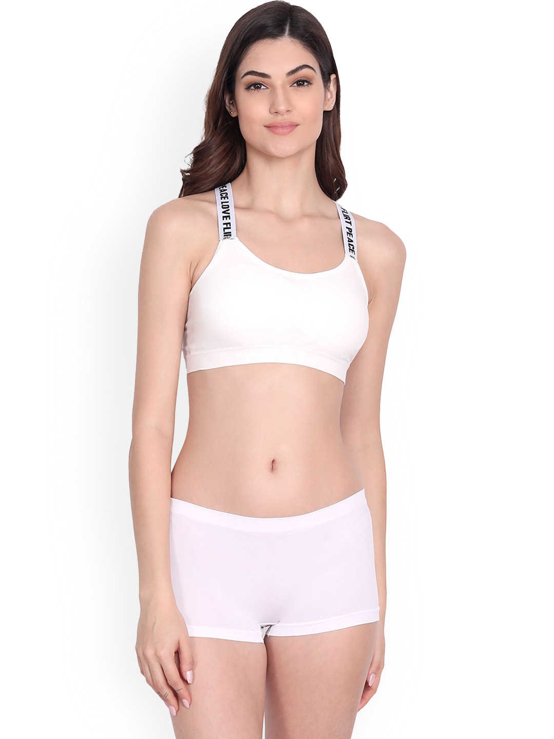 QIDREZY Women Lightly-Padded Mid-Rise Sports Lingerie Set