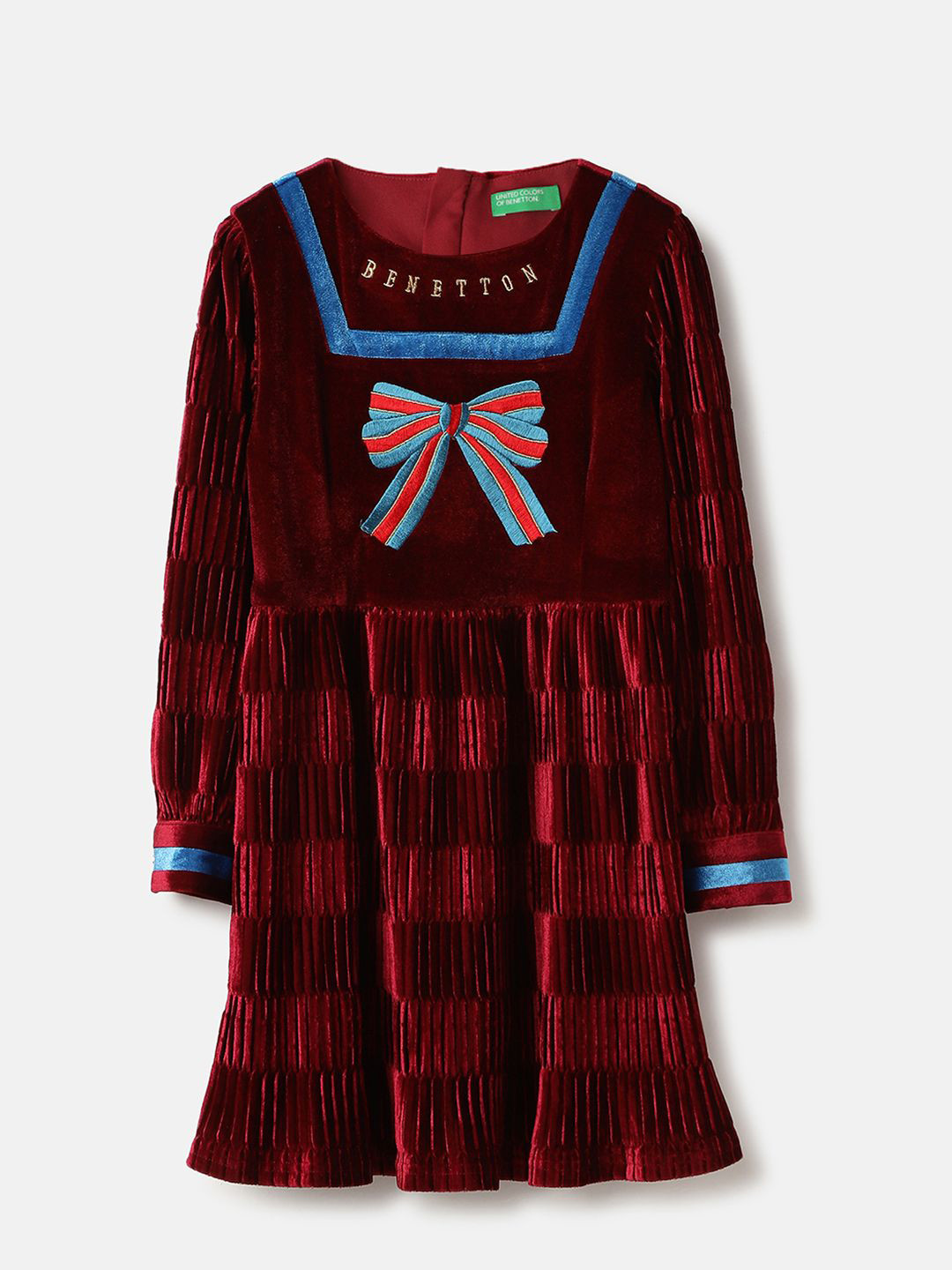 United Colors of Benetton Girl's Alphanumeric Printed Fit & Flare Dress