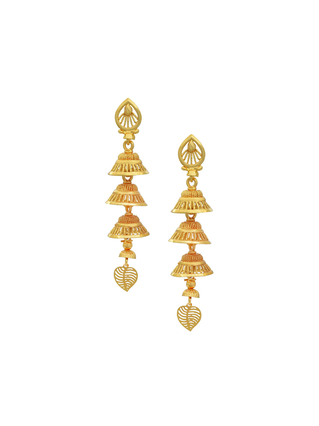 MEMOIR Gold Plated Quartz Studded Dome Shaped Light Weight Jhumkas