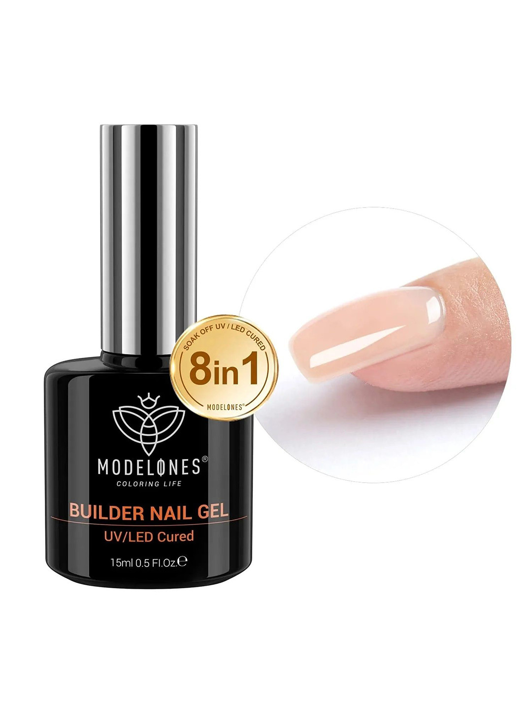 Modelones 8 In 1 Builder Gel Nail Polish - 15 ml - Nude Brown