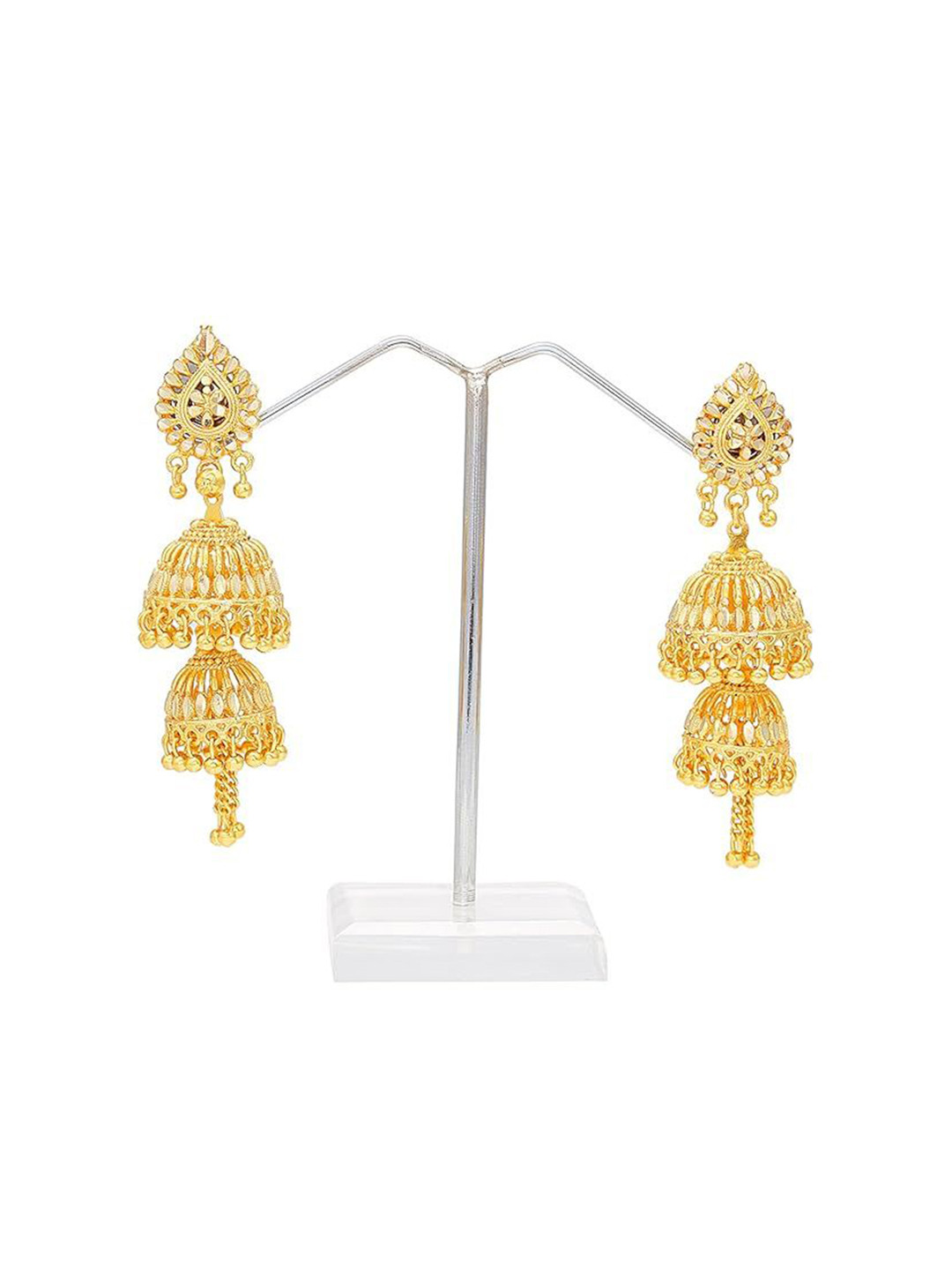 MEMOIR Gold-Plated Double Umbrella Classic Jhumkas