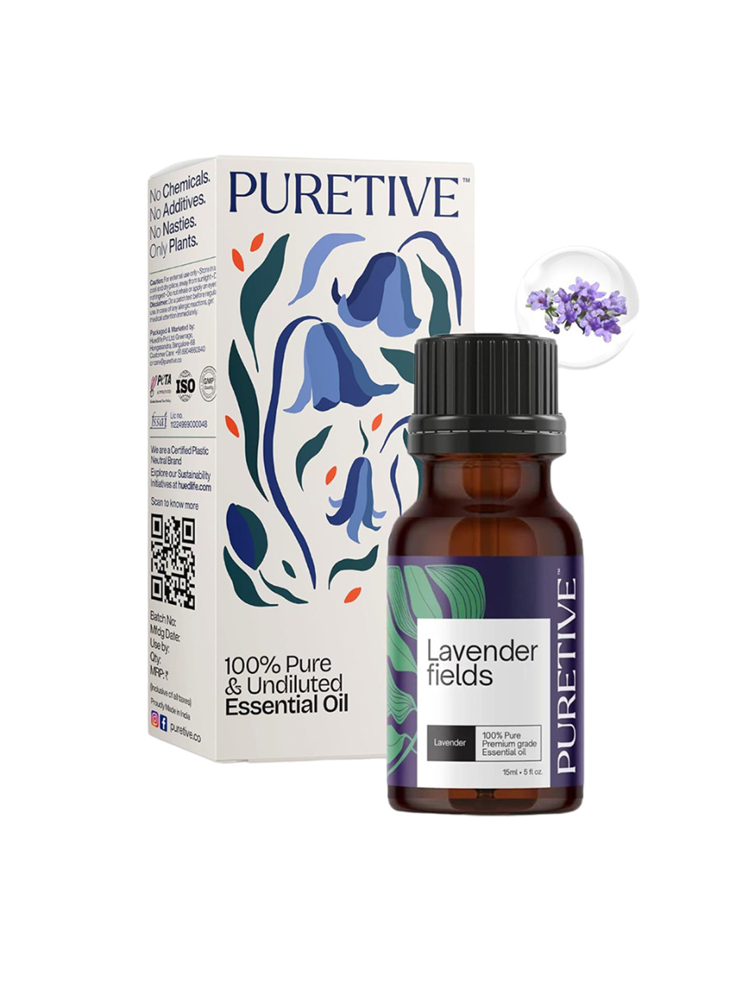 Puretive Botanics Lavender Fields Pure Floral Scent Essential Oil For Stress Relief- 15 ml