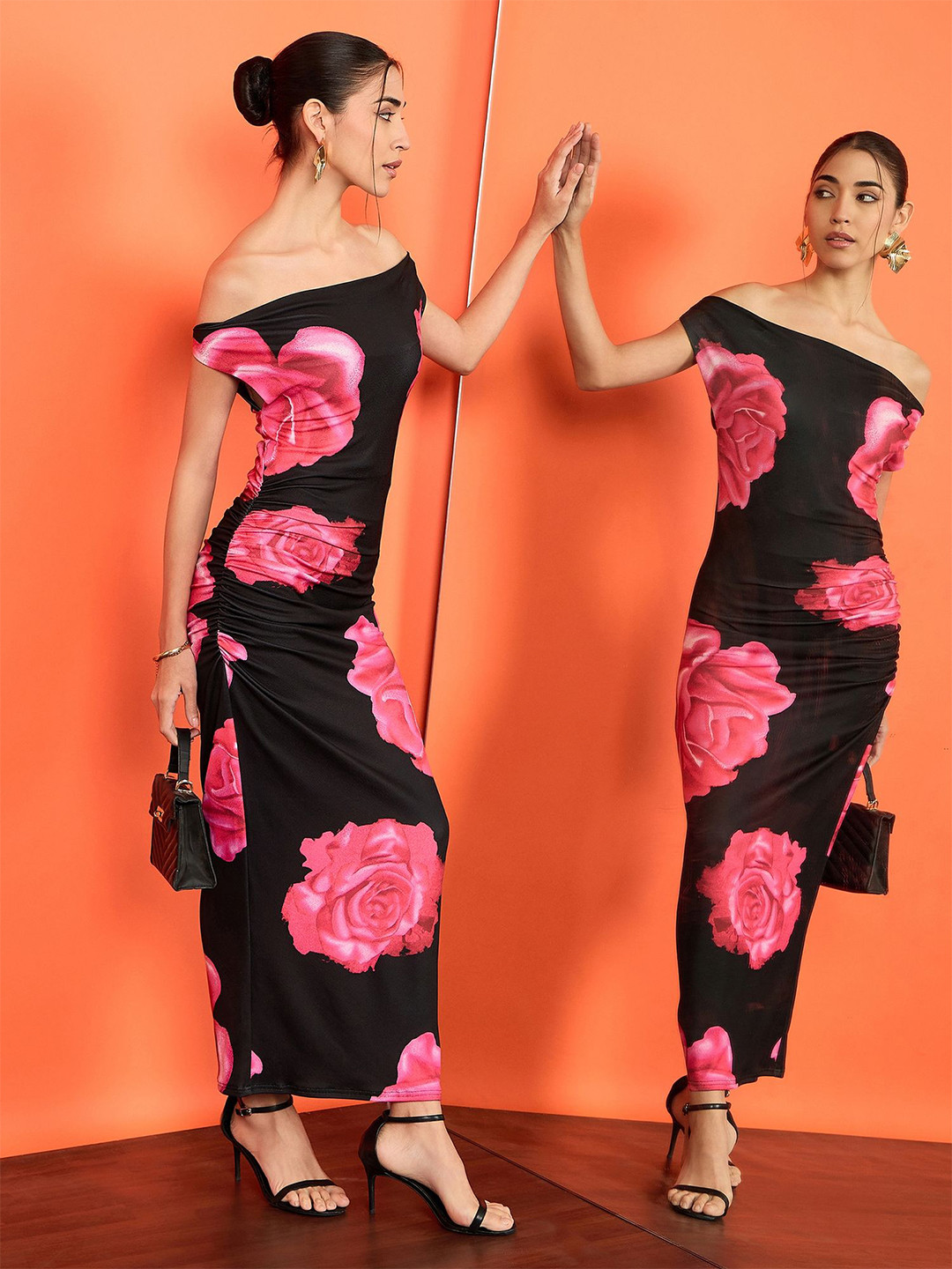 Uptownie Stretchable Off-Shoulder Drape Dress