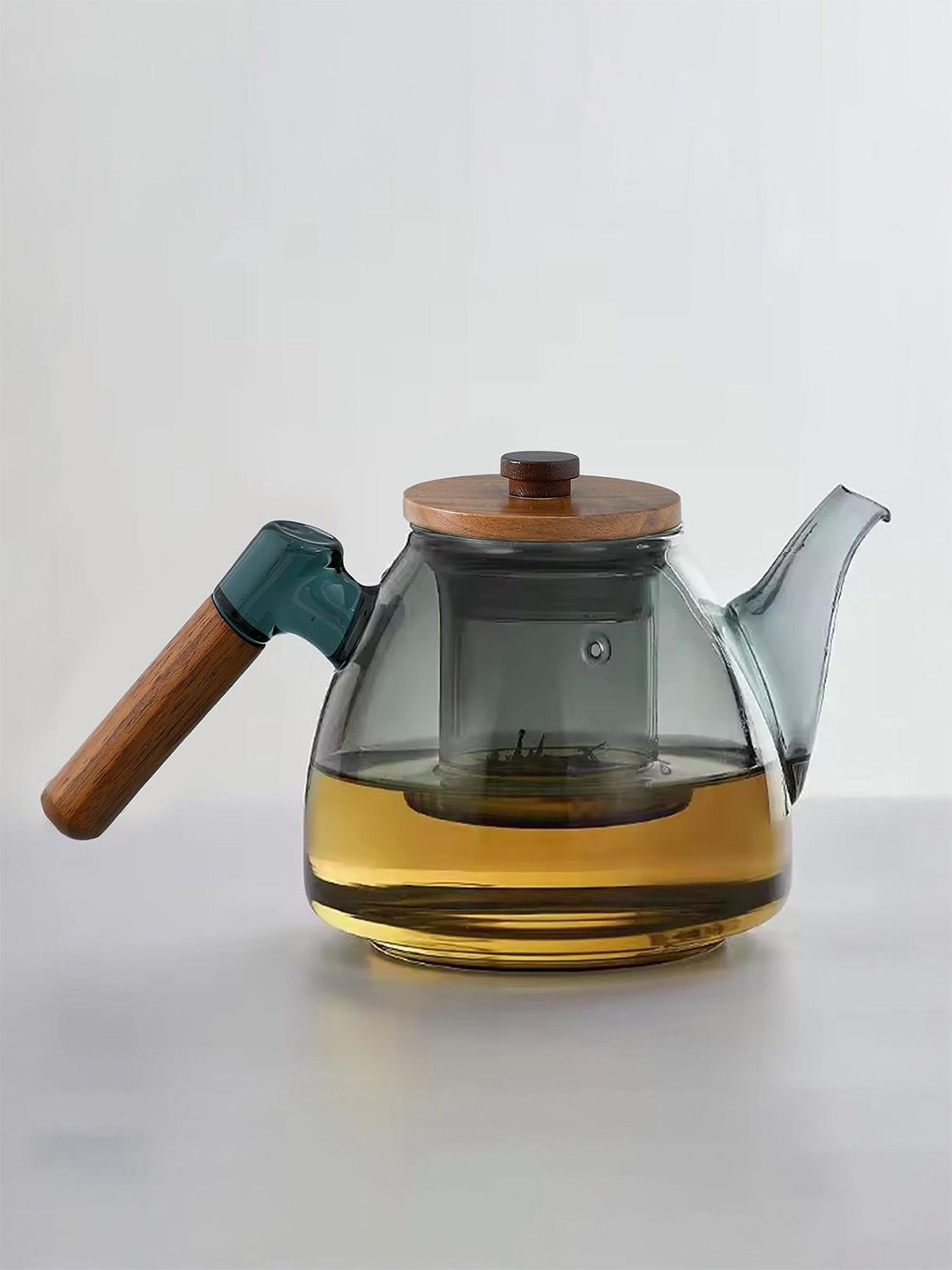 Ekhasa Transparent Borosilicate Glass Tea Kettle with Strainer 800ML