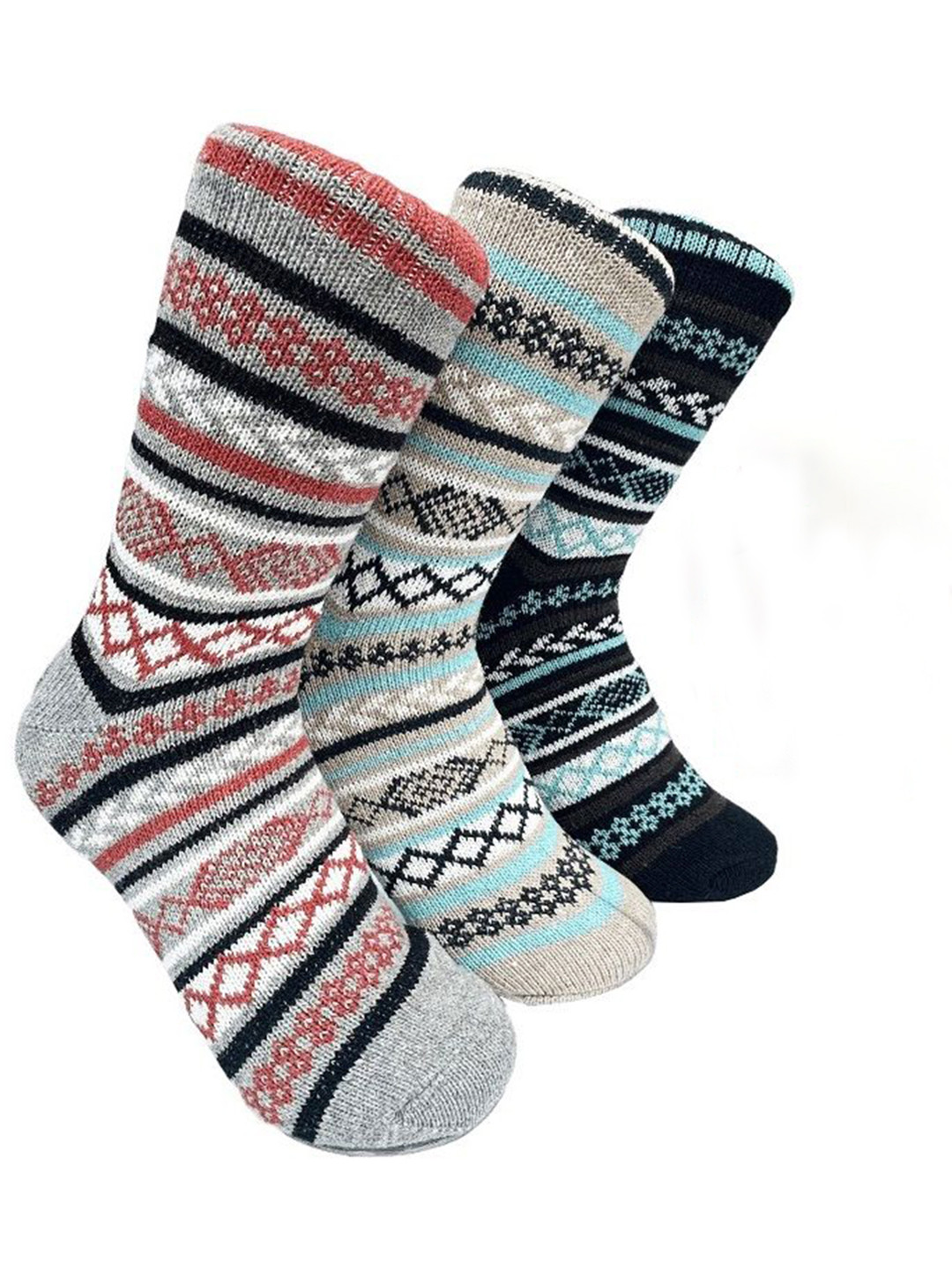 Alexvyan Women Pack of 3 Pattern Calf-Length Winter Woolen Warm Socks