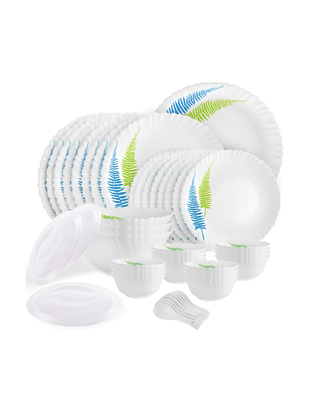 Cello Dazzle Series White 47 Pieces Opalware Microwave Safe Dinner Set