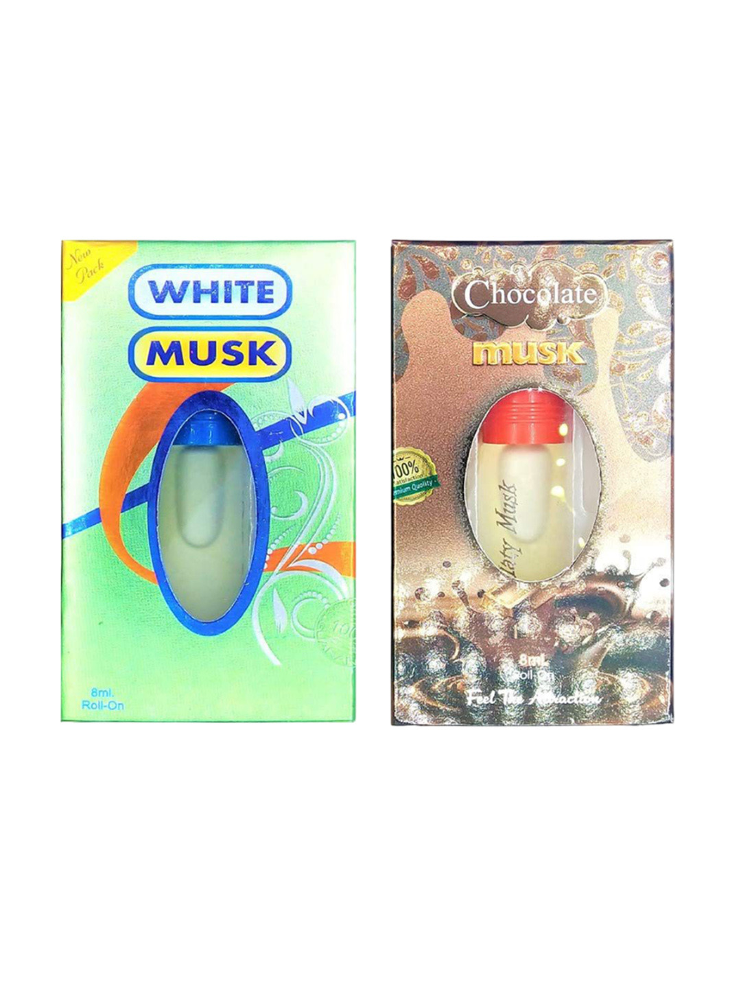 RAVIOUR LIFESTYLE Set Of 2 Chocolate Musk & White Musk Roll On Attar - 8 ml Each