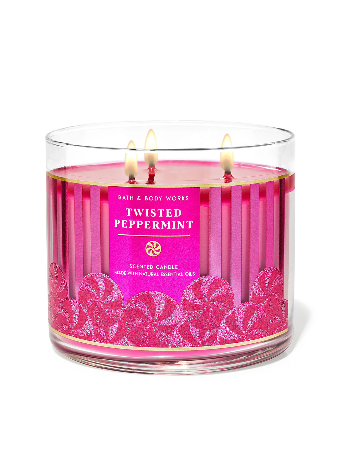 Bath & Body Works Twisted Peppermint Scented 3-Wick Candle - 411g