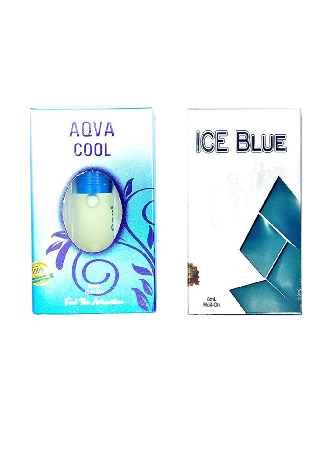 RAVIOUR LIFESTYLE Set Of 2 Ice Blue & Aqua Cool 100% Natural Roll On Attar - 8 ml Each